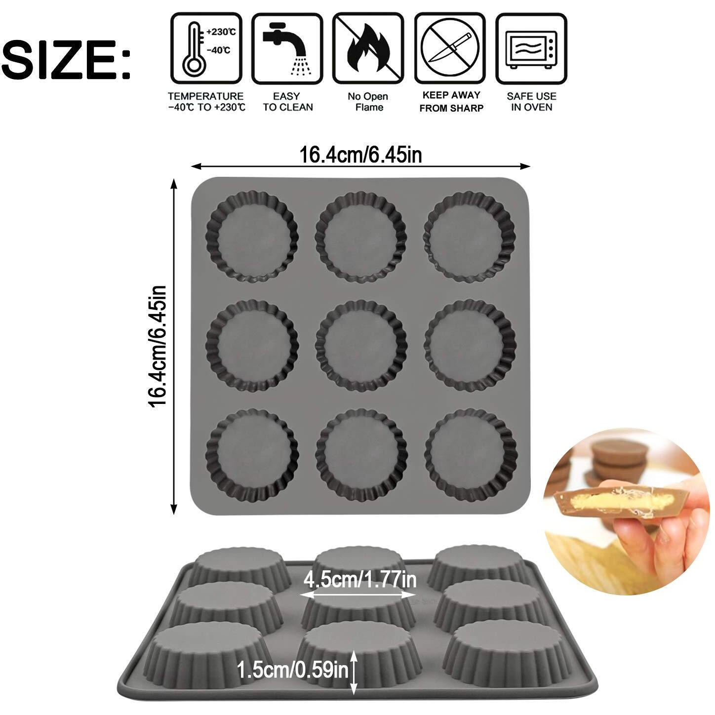 Palksky Chocolate Almond Peanut Butter Cup Mold - (3Pcs) 9 Cup Bite Size Fat Bombs Snack Baking Pan/Mini Silicone Cookie Candy Mold For Brownie  Jello  Truffle
