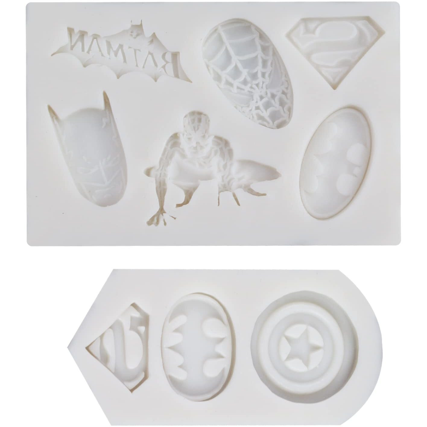 2 Pieces Superheros Themed Silicone Fondant Molds Cookie Fondant Molds Candy Chocolate Fondant Molds