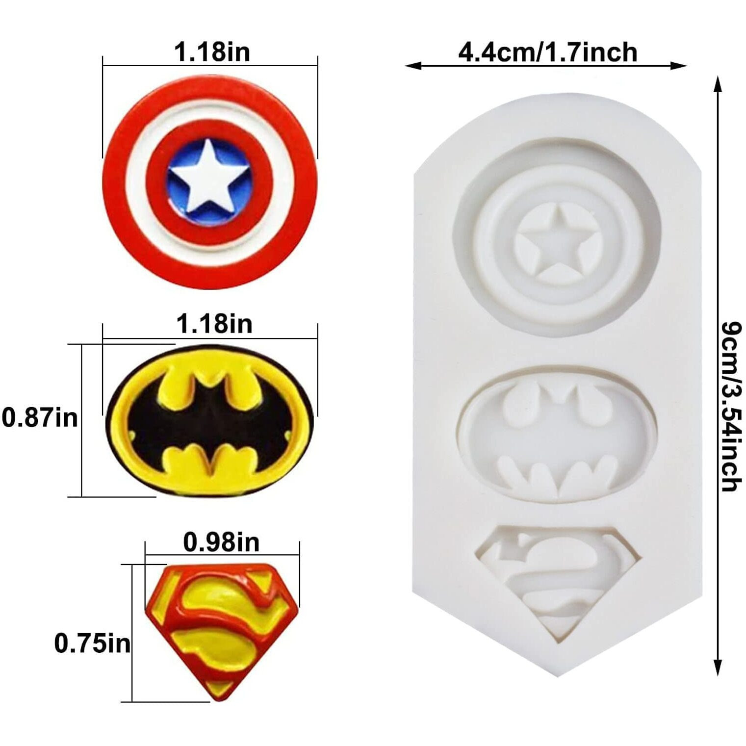 2 Pieces Superheros Themed Silicone Fondant Molds Cookie Fondant Molds Candy Chocolate Fondant Molds