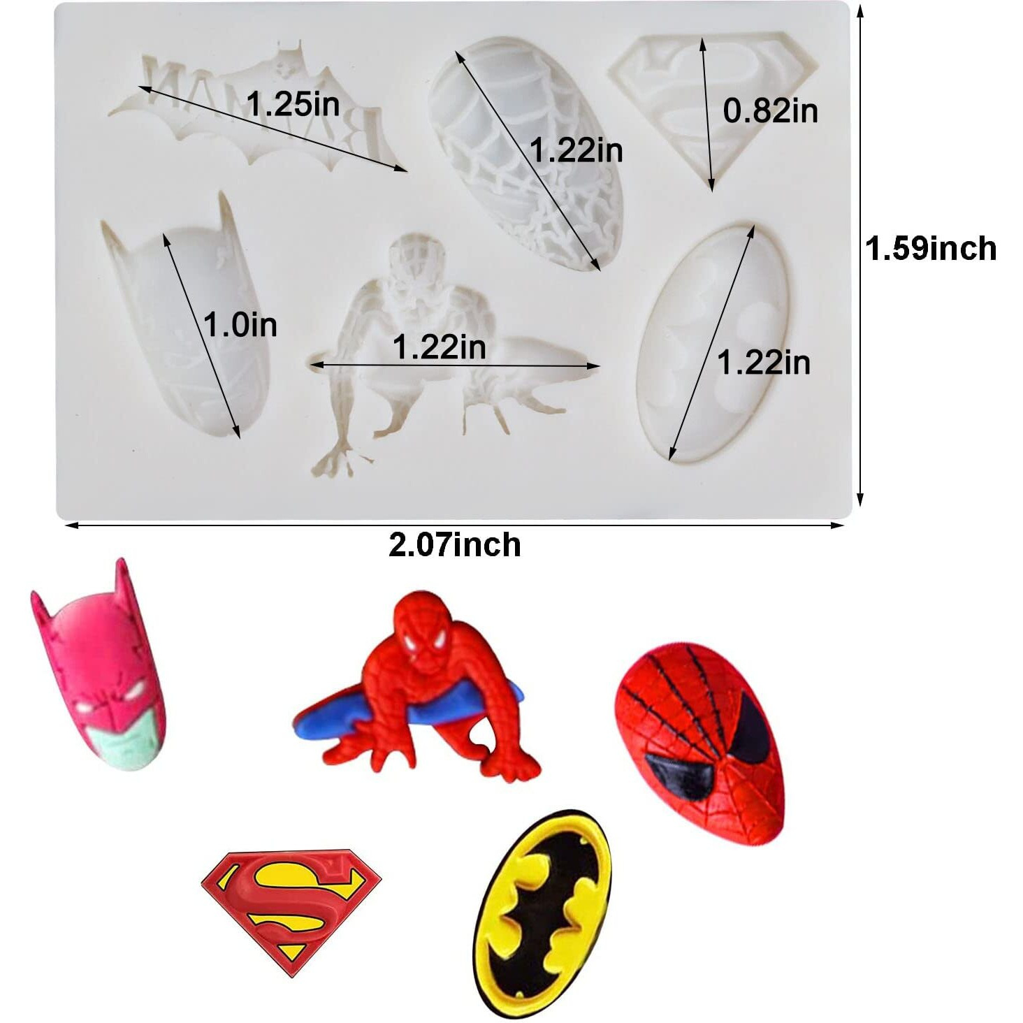 2 Pieces Superheros Themed Silicone Fondant Molds Cookie Fondant Molds Candy Chocolate Fondant Molds