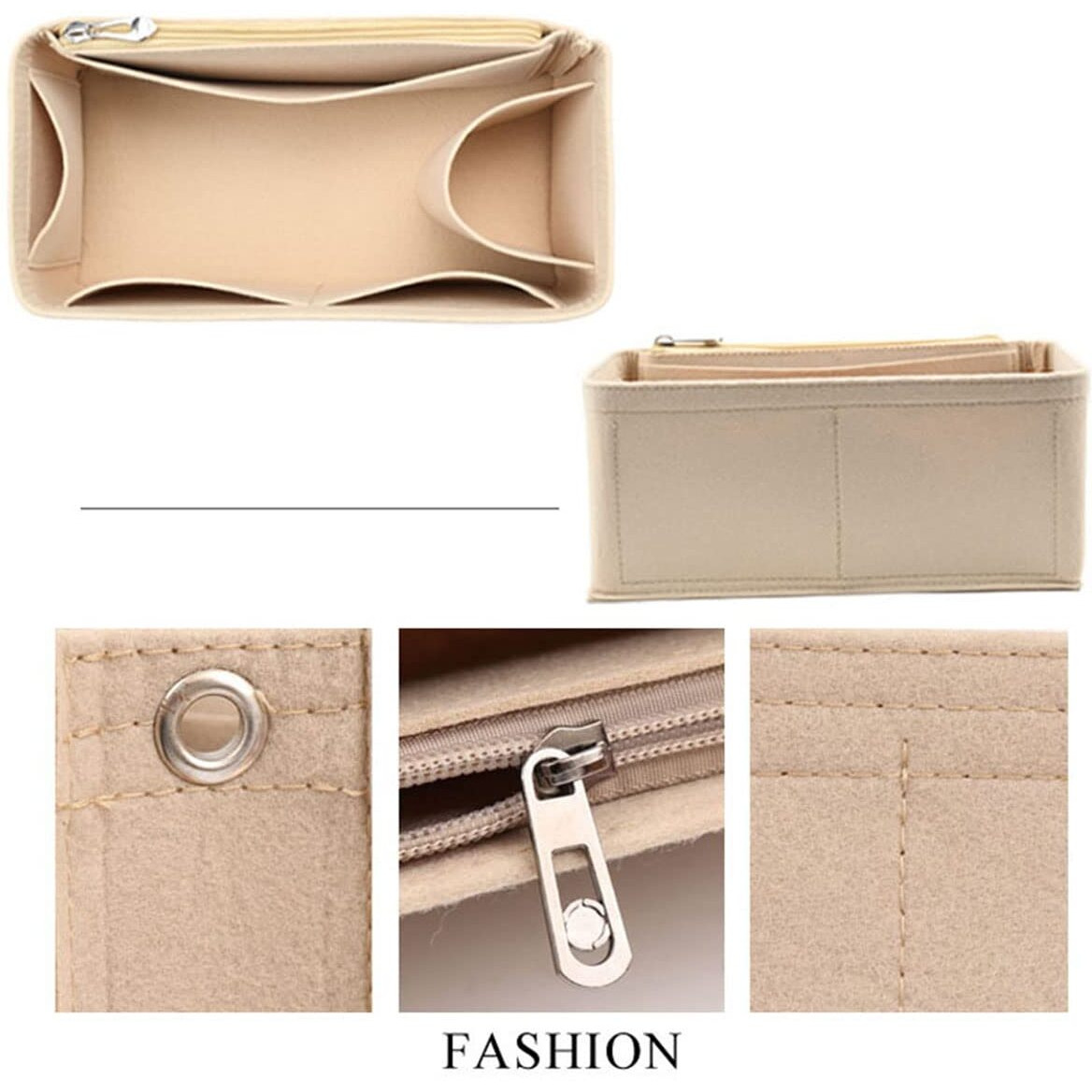 Lckaey Purse Organizer Insert For Birkin 35 Insert Organizer Felt Bag1099Beige-L