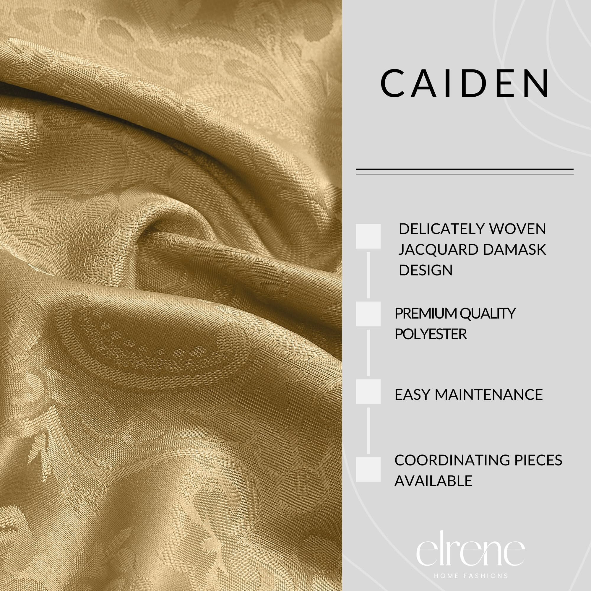 Elrene Home Fashions Caiden Elegance Damask Fabric Napkins (Set Of 4)  17"" X 17""  Gold