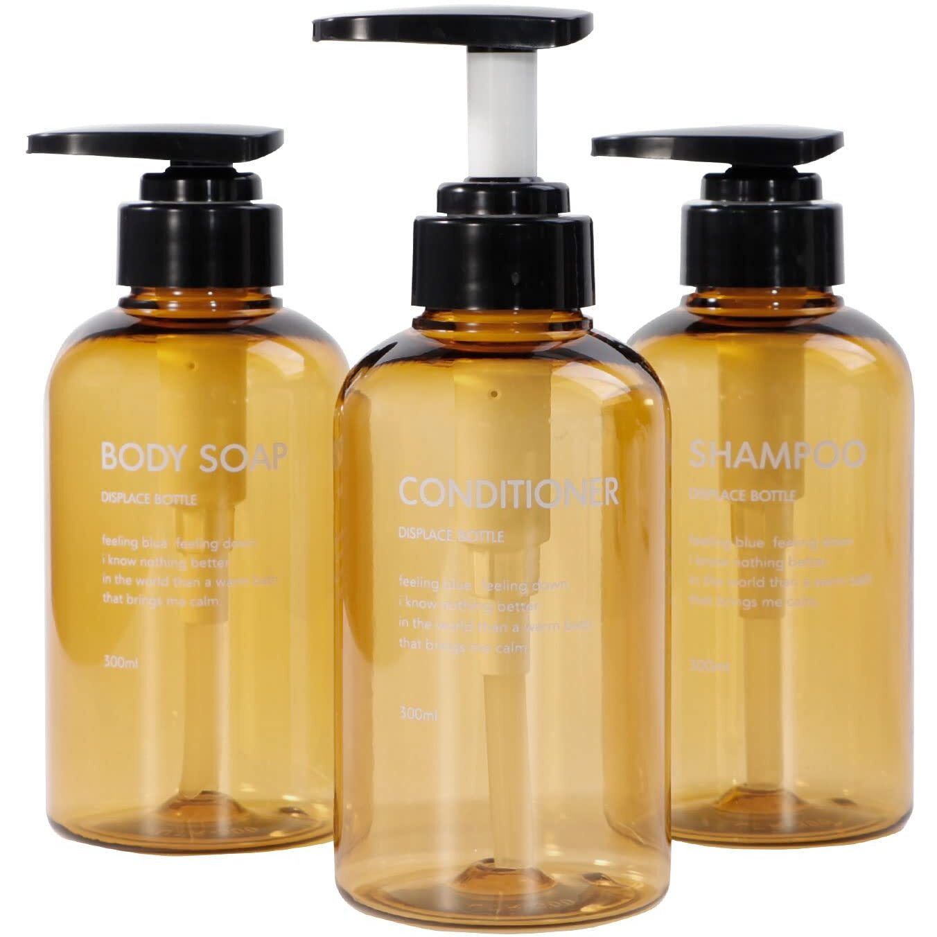 Yeeco Brown Shampoo And Conditioner Dispenser  Shampoo Dispenser 10Oz/300Ml  Shampoo And Conditioner Bottles 3 Packs  Shampoo Bottles Refillable For Bathroom  Kitchen  Hotel