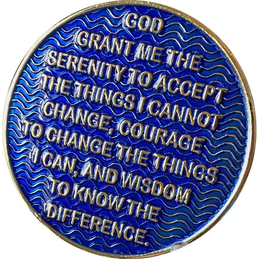 6 Month Aa Medallion Dusty Blue Color Gold Plated 180 Day Sobriety Chip