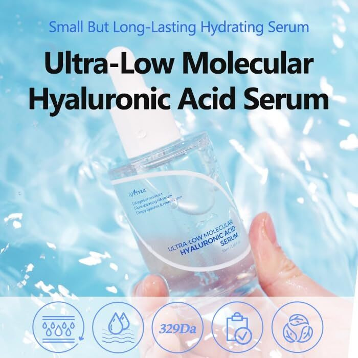 Isntree Ultra-Low Molecular Hyaluronic Acid Serum 50Ml  1.69 Fl.Oz | Quick Absorbing | Deep Hydration & Skin Smoothing | Korean Skincare | Vegan Skincare