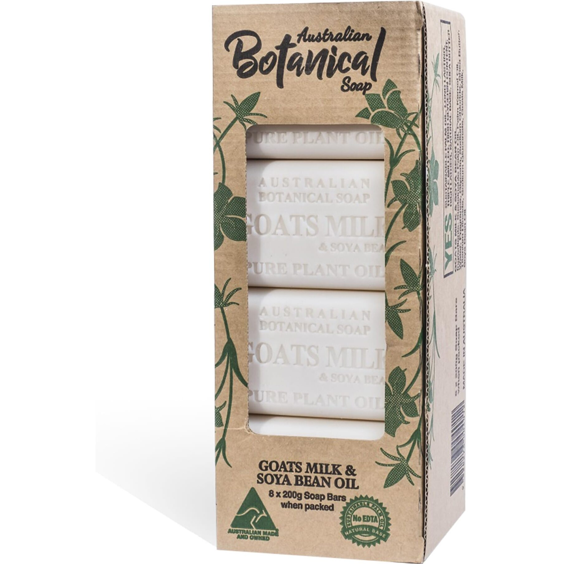 Australian Botanical Soap Goats Milk And Soya Bean Oil Triple-Milled  8 Bars - Packaging May Vary