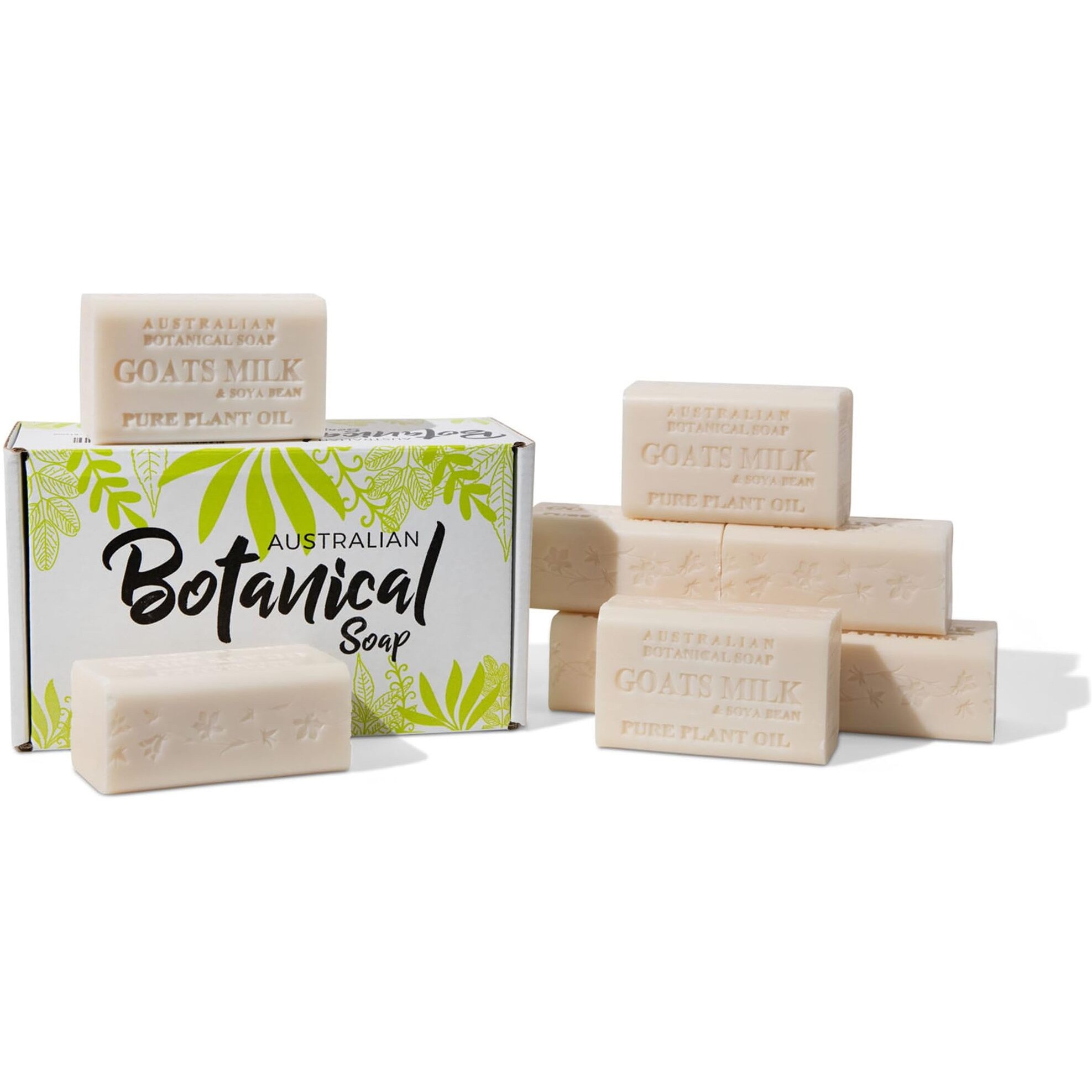 Australian Botanical Soap Goats Milk And Soya Bean Oil Triple-Milled  8 Bars - Packaging May Vary
