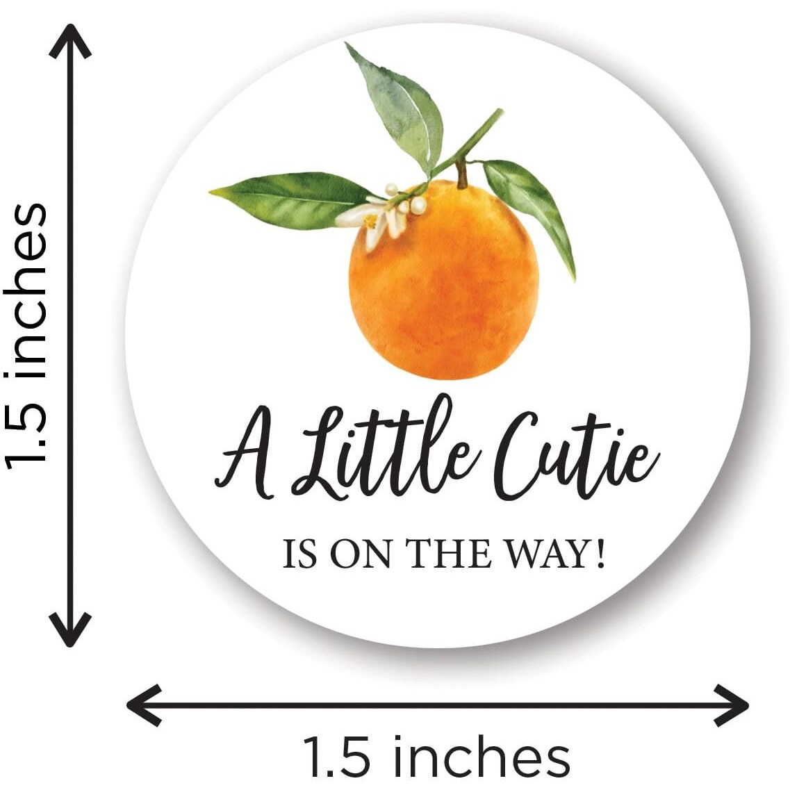 1.5"" Round - A Little Cutie Is On The Way Baby Shower Stickers - Set Of 60