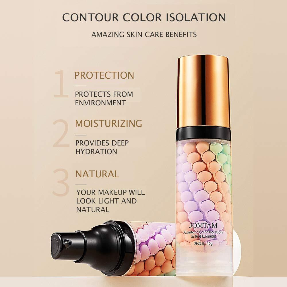 Jomtam Contour Multi-Color Pink Green Purple Isolation Waterproof Natural Makeup Protection Hydration Oil Balance Moisturizing 40G