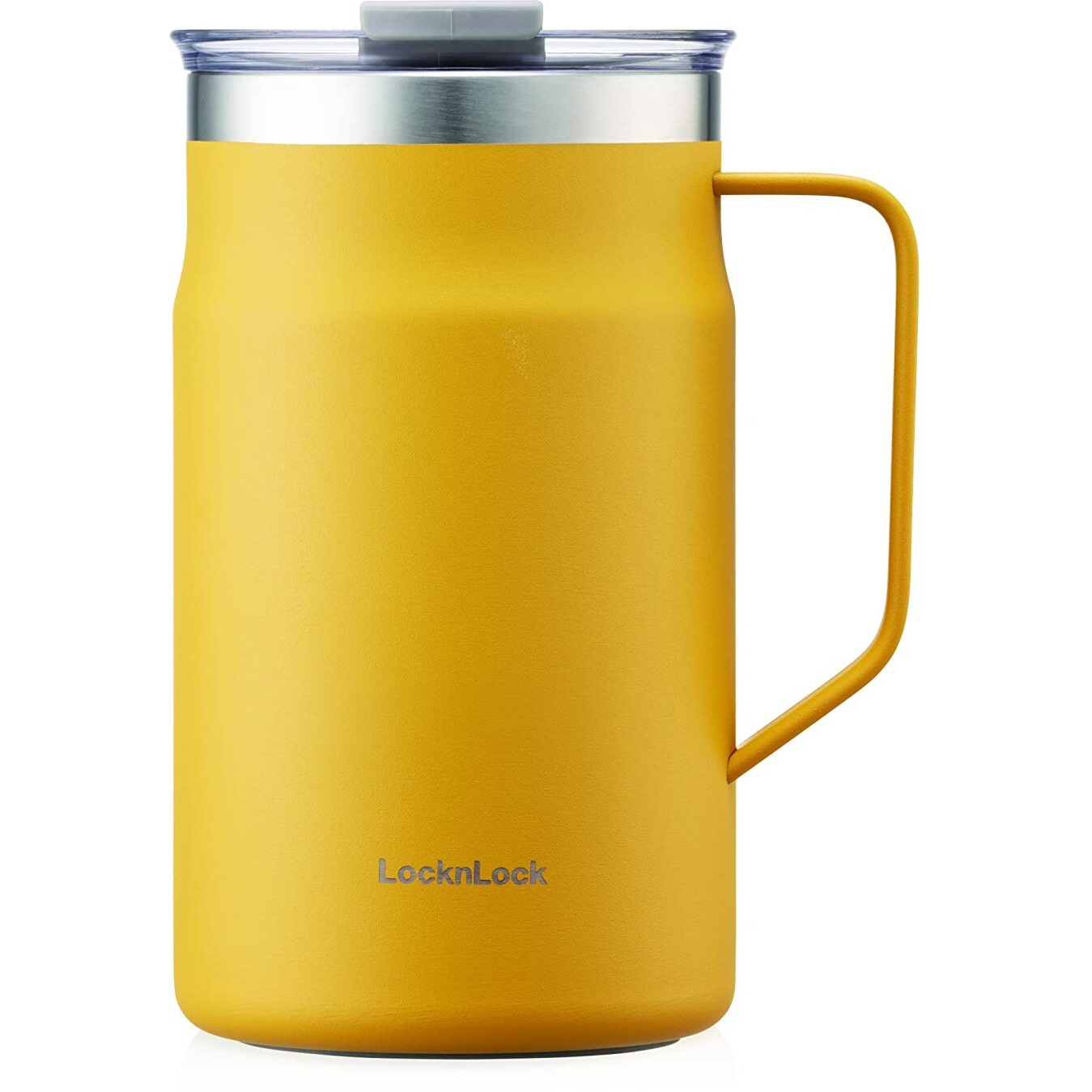 Locknlock Metro Mug Premium 18/8 Stainless Steel Double Wall Insulated With Handle Perfect For Table With Lid  Yellow  20 Oz