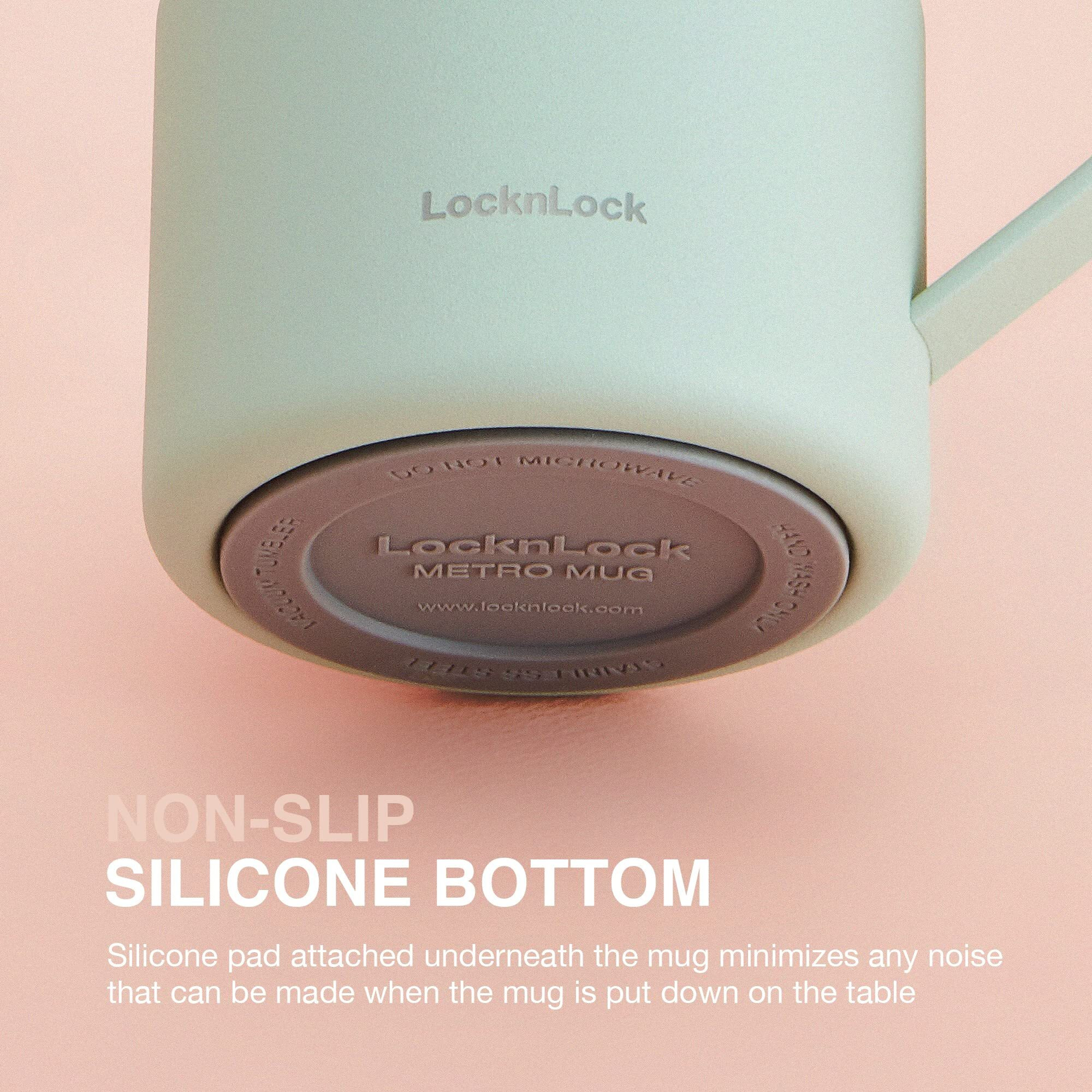 Locknlock Metro Mug Premium 18/8 Stainless Steel Double Wall Insulated With Handle Perfect For Table With Lid  Yellow  20 Oz