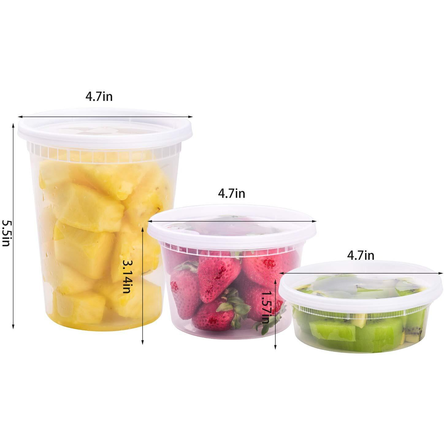 Tashibox [8 Oz 16Oz 32Oz 48Sets 16Sets Each Size Plastic Food Storage Containers With Lids Airtight Bpa Free Microwave/Dishwasher/Freezer Safe