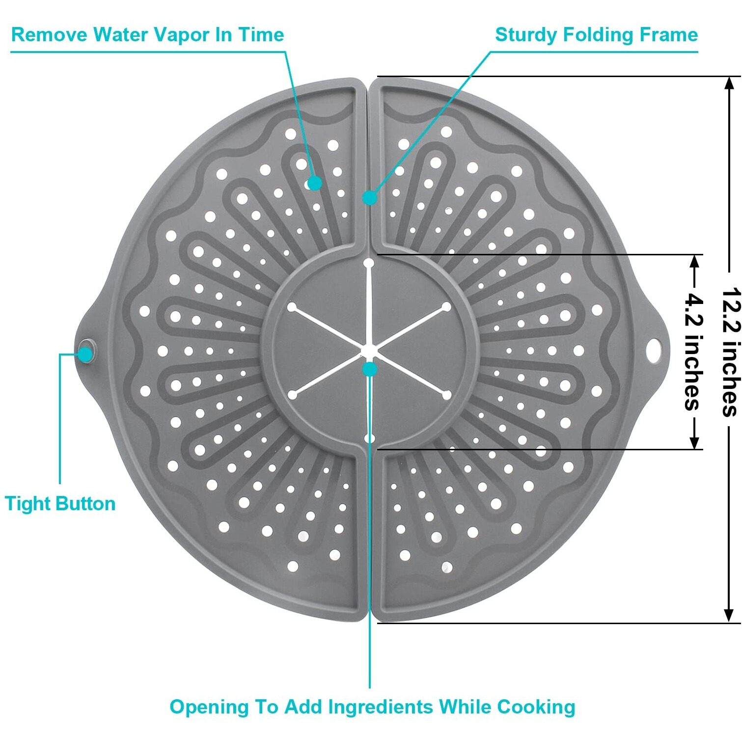 Silicone Splatter Screen For 10  11 And 12 Inch Frying Pan  Foldable Splash Guard  Multi-Use Grease Splatter Guard/Trivet Mat  12"" Non-Stick Oil Splatter Guard  Dishwasher Safe  Bpa Free  Gray