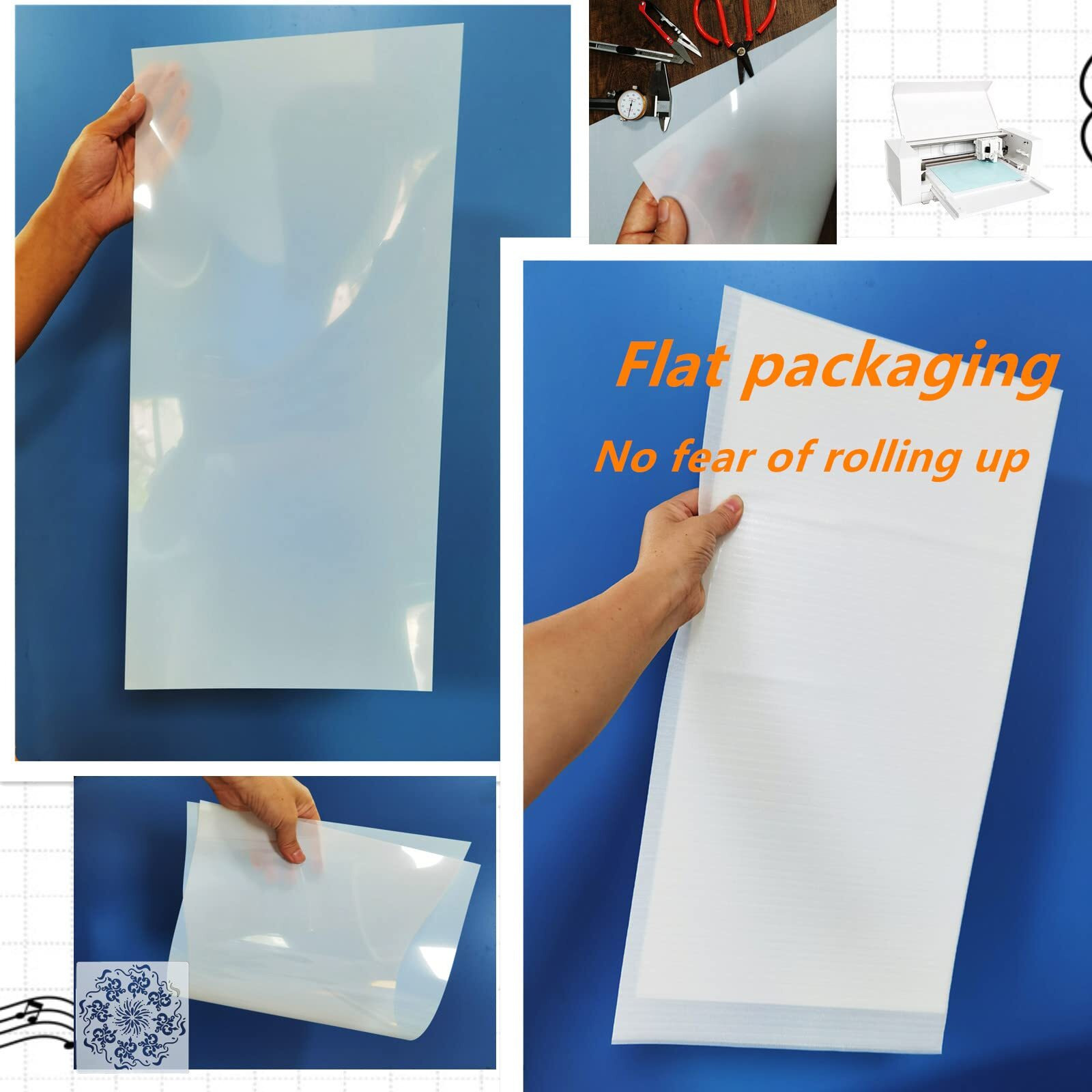 Banltre 12 X 24"" Flat Packaging Mylar Sheet Milky Translucent Pet Blank Stencil Making Sheet For Cricut  Silhouette  Cut Tool Template Material -Thick .01""/10 Mil  8 Sheets (Flat Packaging)
