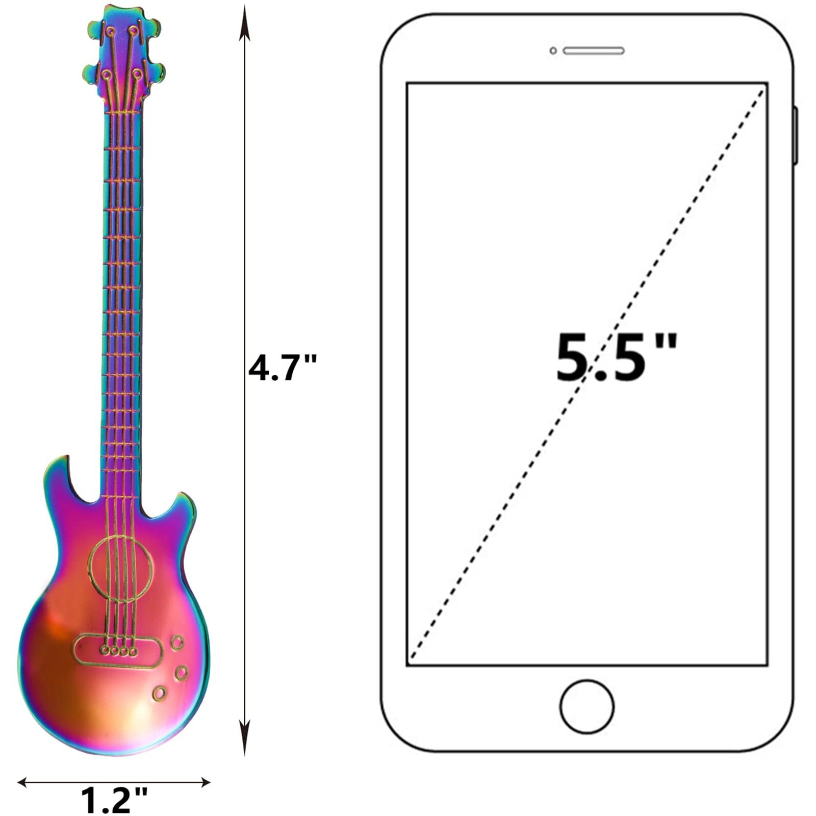 Deayou 14 Pieces Guitar Coffee Spoons  18/10 Stainless Steel Small Spoon  4.7 Inch Creative Demitasse Espresso Spoons For Dessert  Ice Cream  Tea  Stirring  Mixing  (Multi-Color)