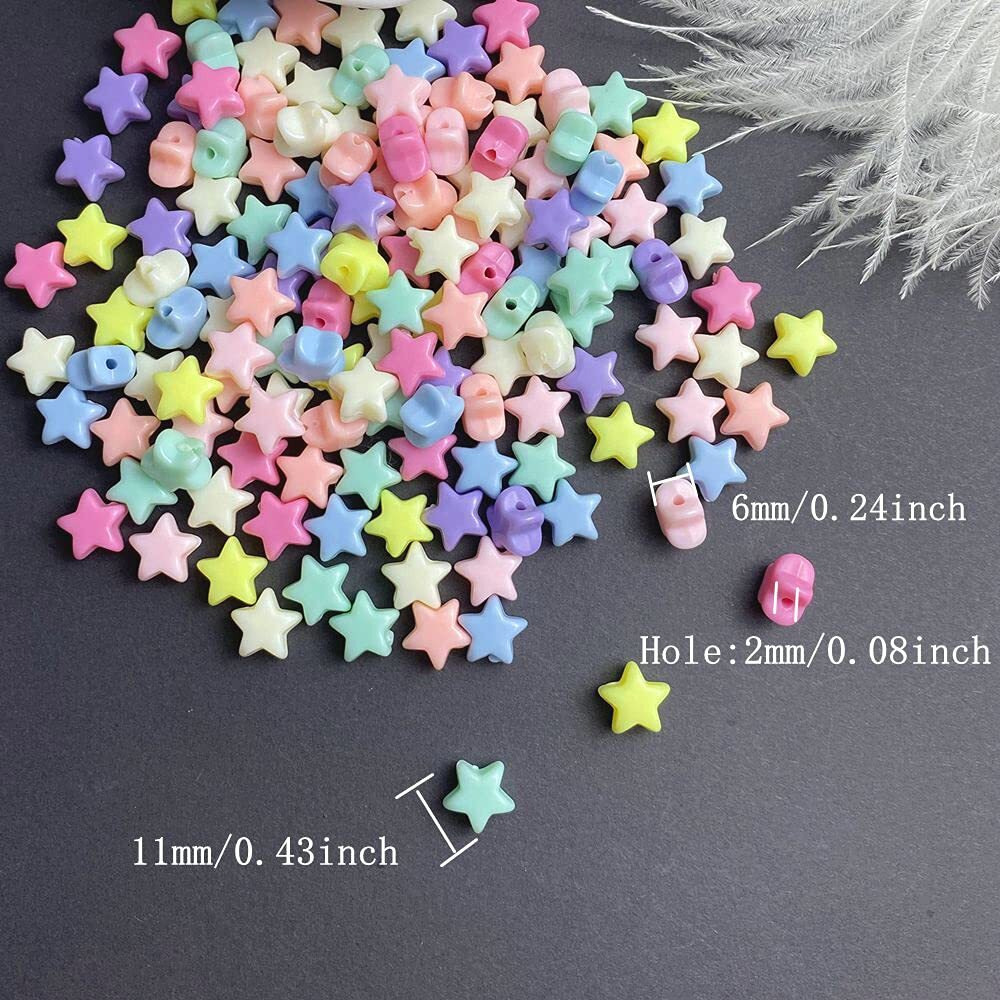 Jmassyang 250 Pieces Candy Color Acrylic Star Beads Colorful Assorted Candy Color Mix Plastic Pastel Beads Smooth Loose Spacer Mixed For Jewelry Making Rainbow Bracelets Necklaces Diy Crafts