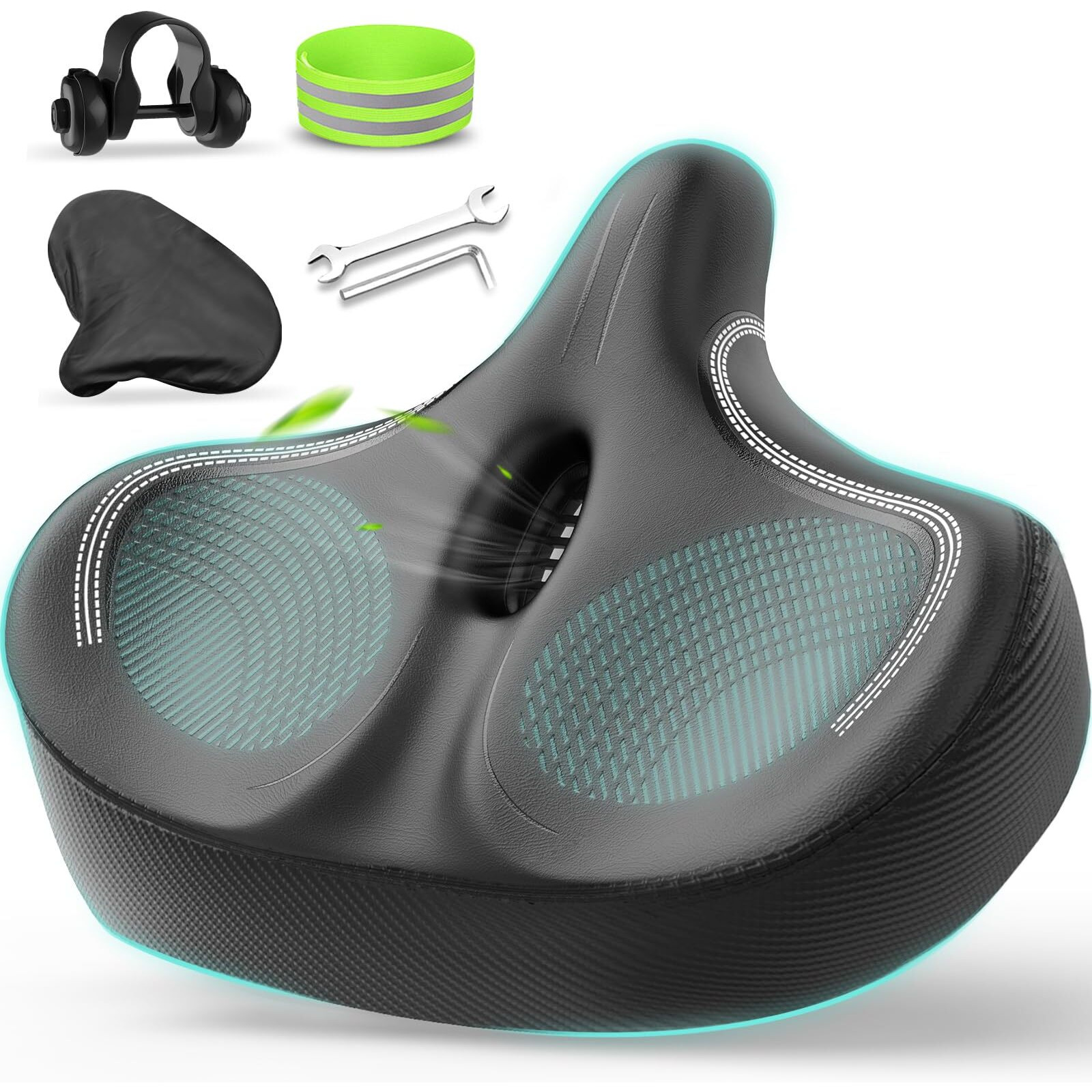Large Noseless Bike Seat  Premium Stationary Comfortable Extra Wide Bike Seat For Women & Men  Waterproof Adults Oversized Bicycle Seat For Peloton  Spin Bike  Exercise Bike  Cruiser Bike