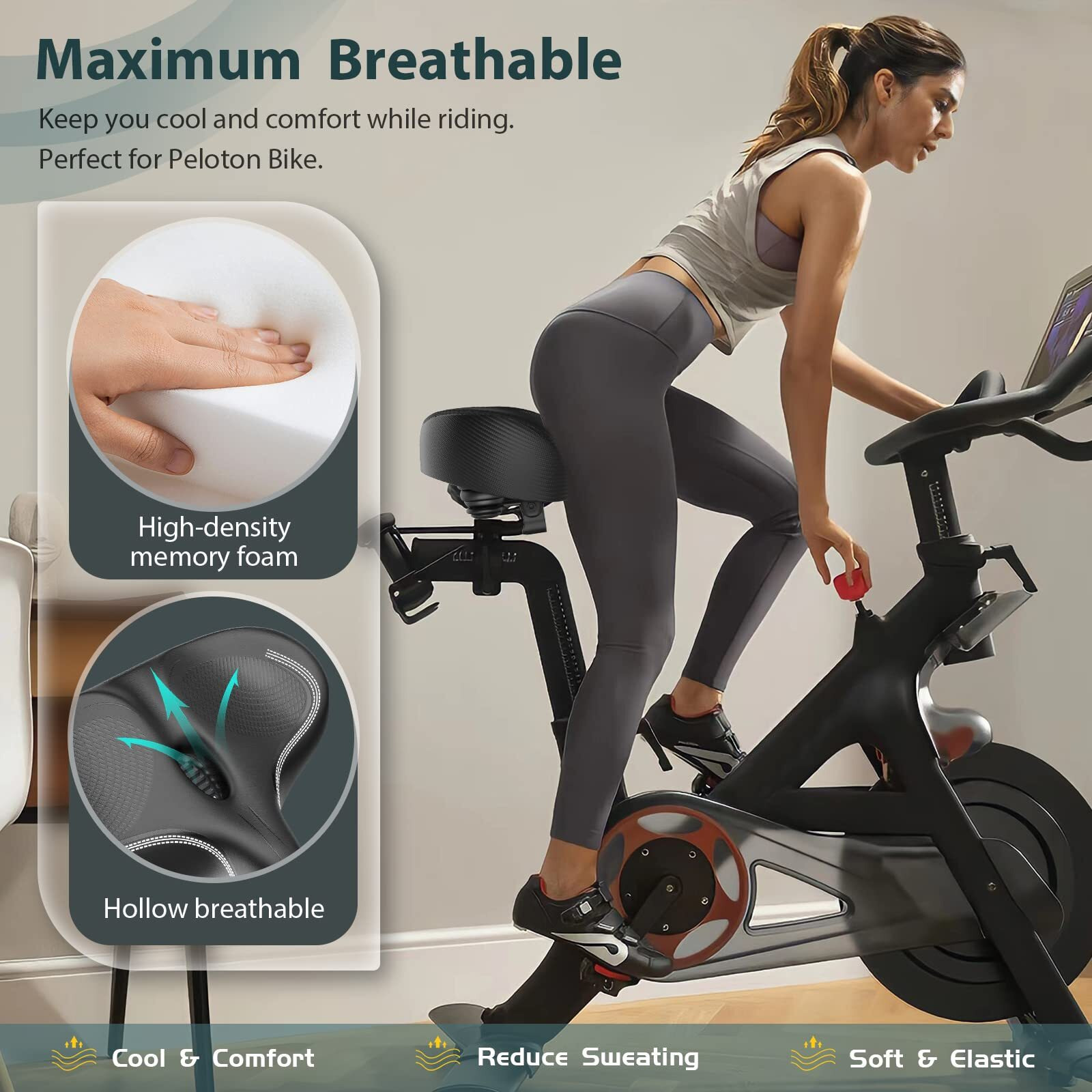 Large Noseless Bike Seat  Premium Stationary Comfortable Extra Wide Bike Seat For Women & Men  Waterproof Adults Oversized Bicycle Seat For Peloton  Spin Bike  Exercise Bike  Cruiser Bike