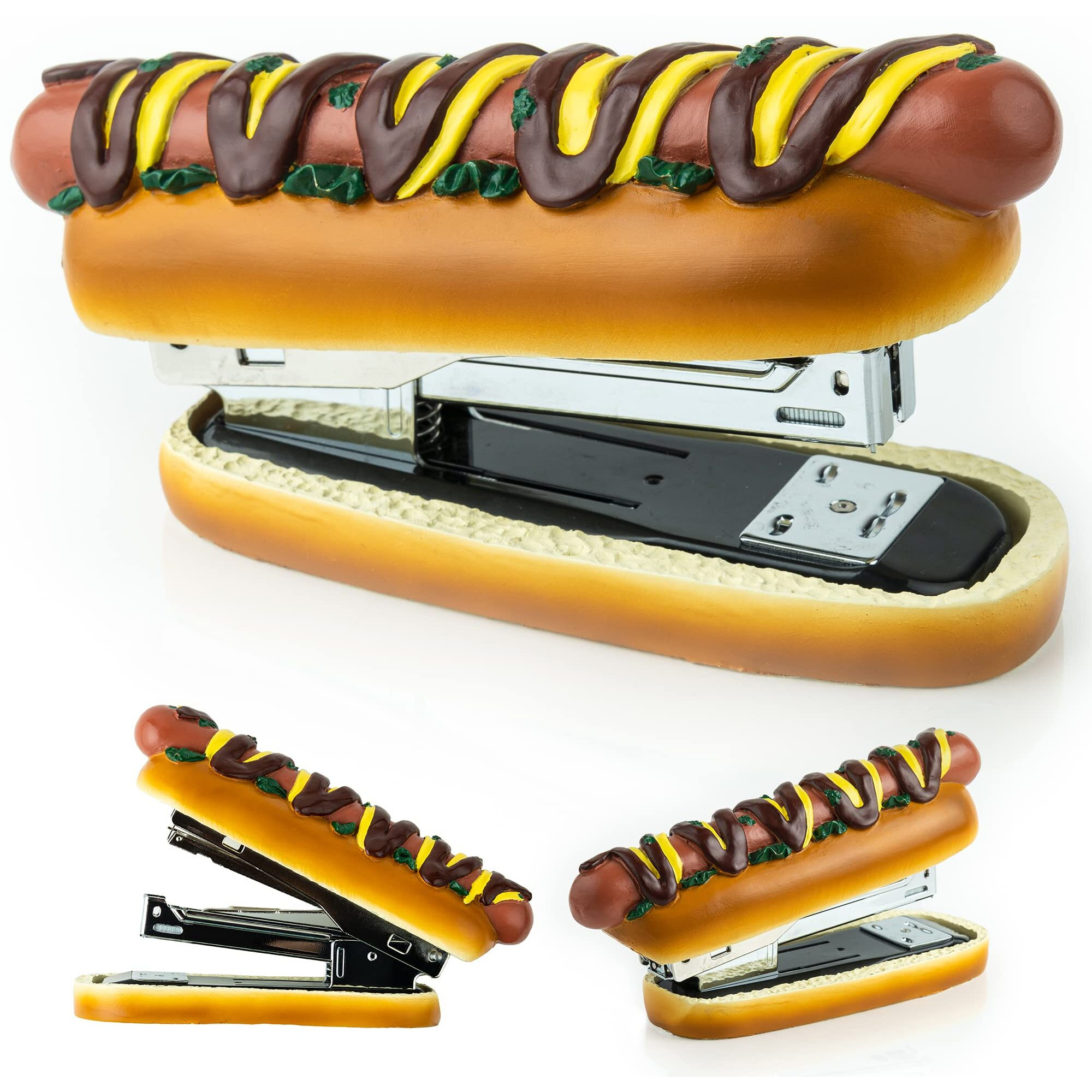 Elikai Hot Dog Stapler With 1000 Staples  Funny Stapler For Desk  Cute & Novelty Stapler  Novelty Gifts  Funny Desk Accessories & Supplies For Work  Cool Stuff For Office Desk  Office Gags