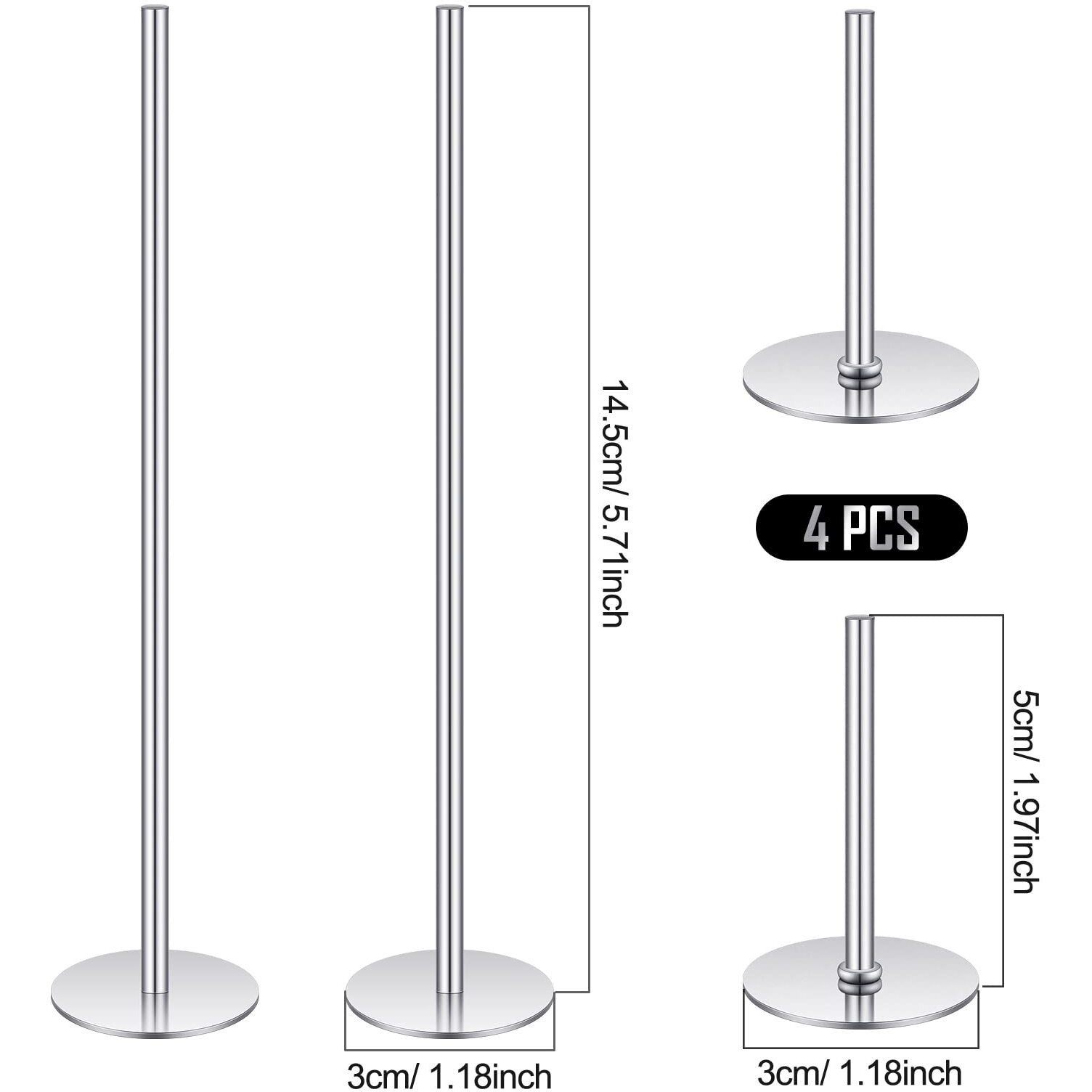 4 Pieces Stainless Steel Cake Heating Core 6 Inch And 2 Inch Silver Heating Rod Cake Baking Supplies For Baby Shower Birthday Party Wedding Cake Decorating Baking Tools Accessories Kitchen Utensils
