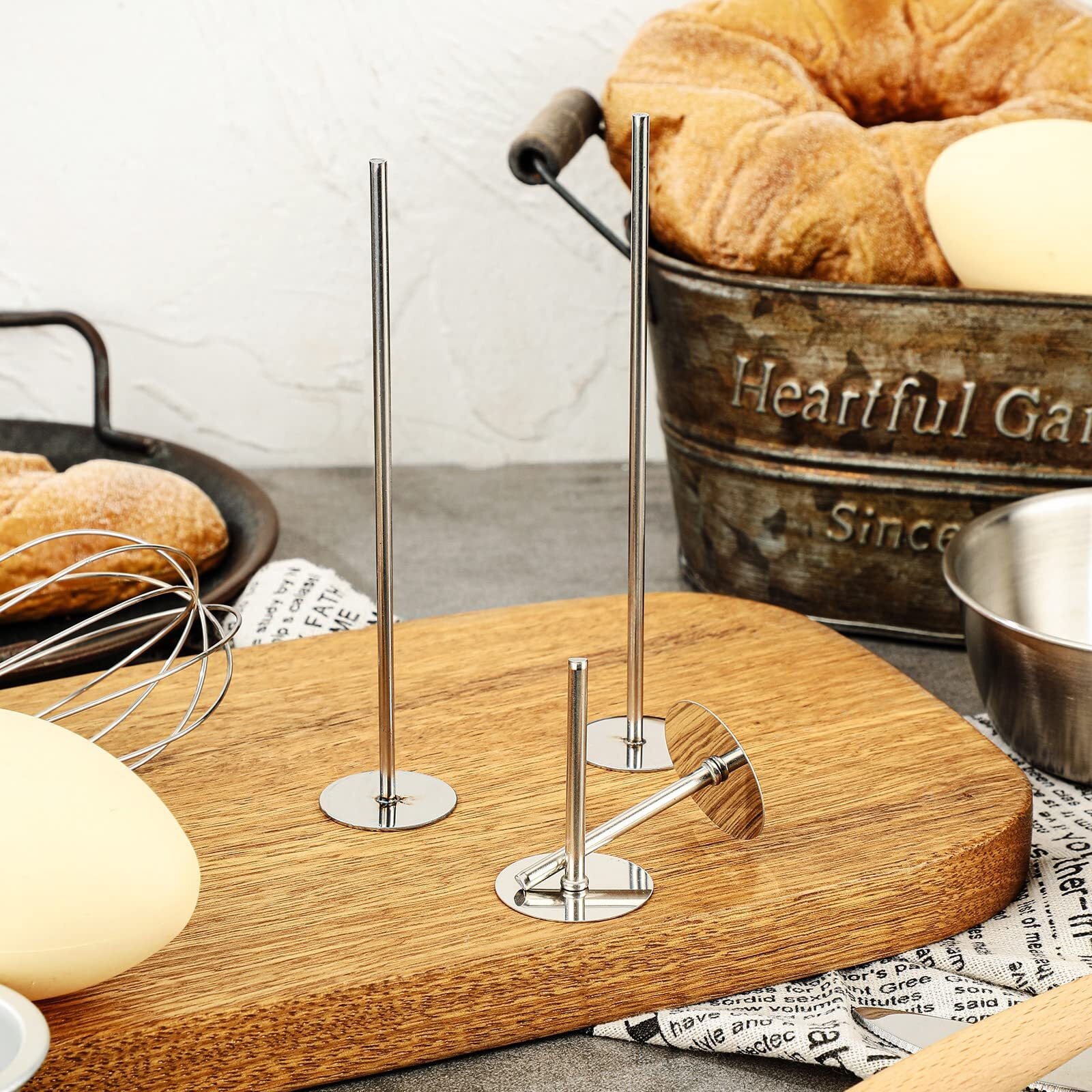 4 Pieces Stainless Steel Cake Heating Core 6 Inch And 2 Inch Silver Heating Rod Cake Baking Supplies For Baby Shower Birthday Party Wedding Cake Decorating Baking Tools Accessories Kitchen Utensils