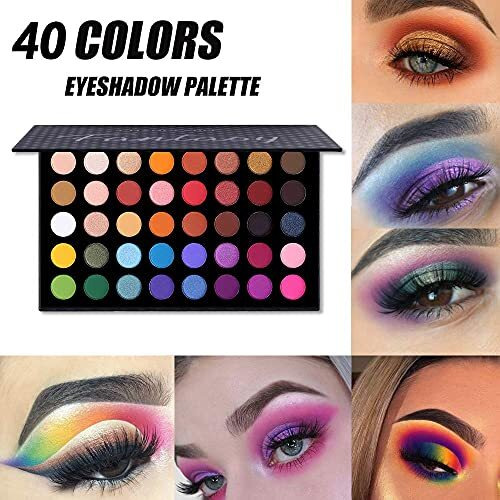 Charmcode 40 Colors High Pigmented Shimmer Matte Eyeshadow Makeup Palette Full Spectrum Artist Glitter Metallic Waterproof Creamy Blendable Eye Shadow Cosmetics (Color 1)