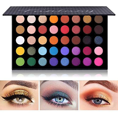 Charmcode 40 Colors High Pigmented Shimmer Matte Eyeshadow Makeup Palette Full Spectrum Artist Glitter Metallic Waterproof Creamy Blendable Eye Shadow Cosmetics (Color 1)