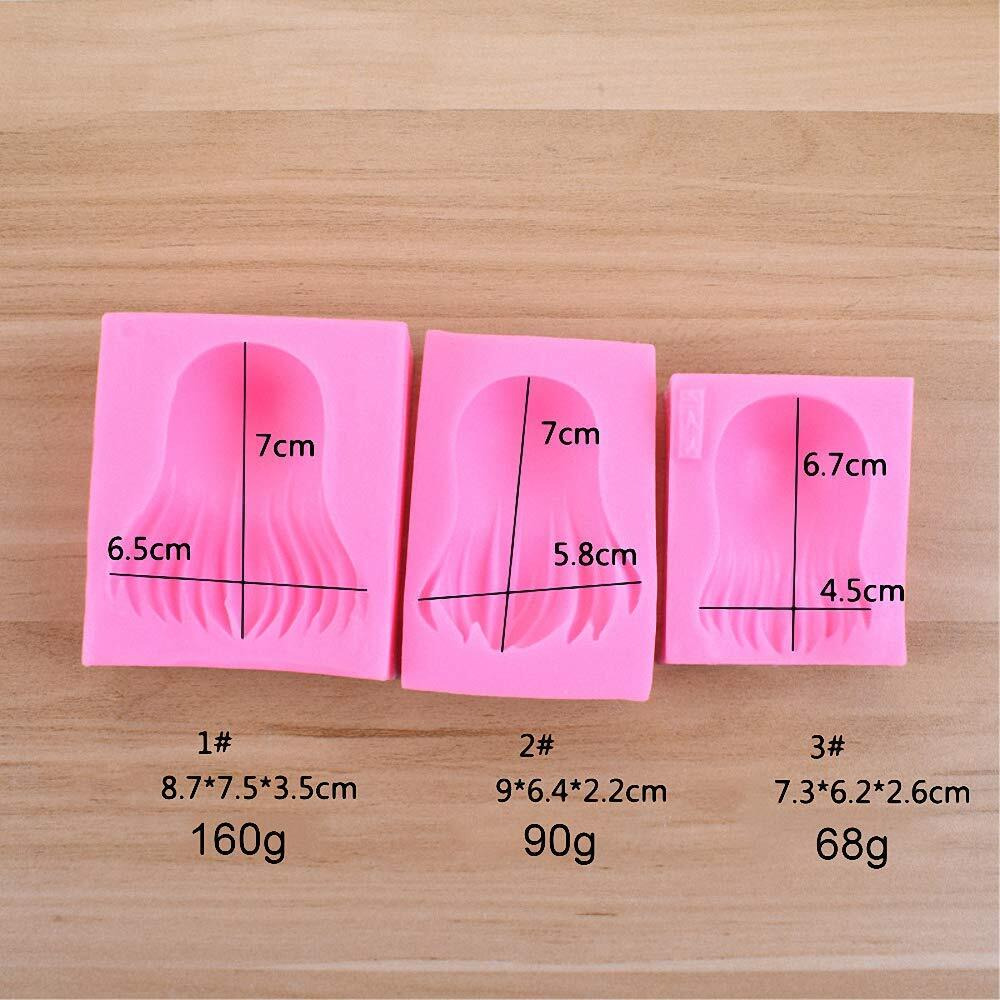 3Pcs/Set Girl Doll Hair Shaped Clay Mold Women Hairstyle Silicone Fondant Gumpaste Molds Cake Decorating Tool Paper Polymer Clay Mold