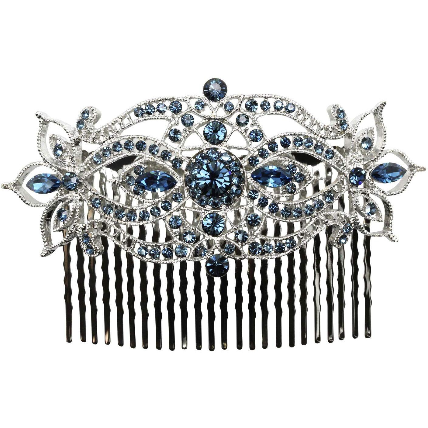 Faship Gorgeous Navy Blue Large Big Floral Hair Comb