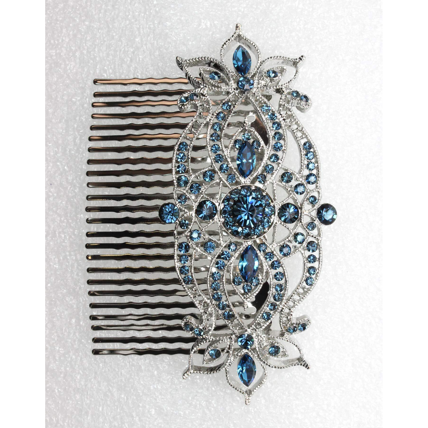 Faship Gorgeous Navy Blue Large Big Floral Hair Comb