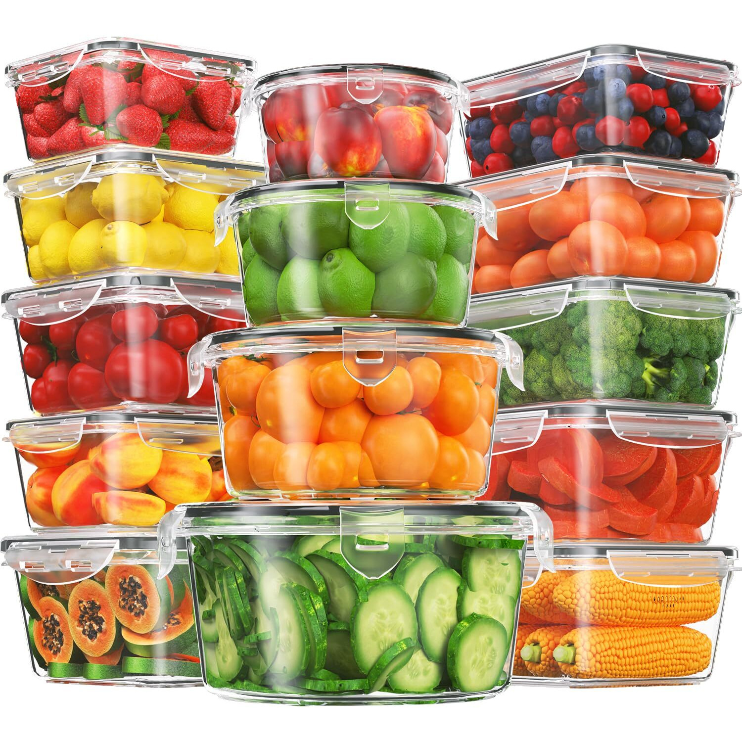 28 Pieces Food Storage Containers With Lids Extra Large Freezer Containers For Food Bpa-Free Meat Fruit Vegetables Plastic Containers With Lids Storage Airtight Leak-Proof Food Containers For Kitchen
