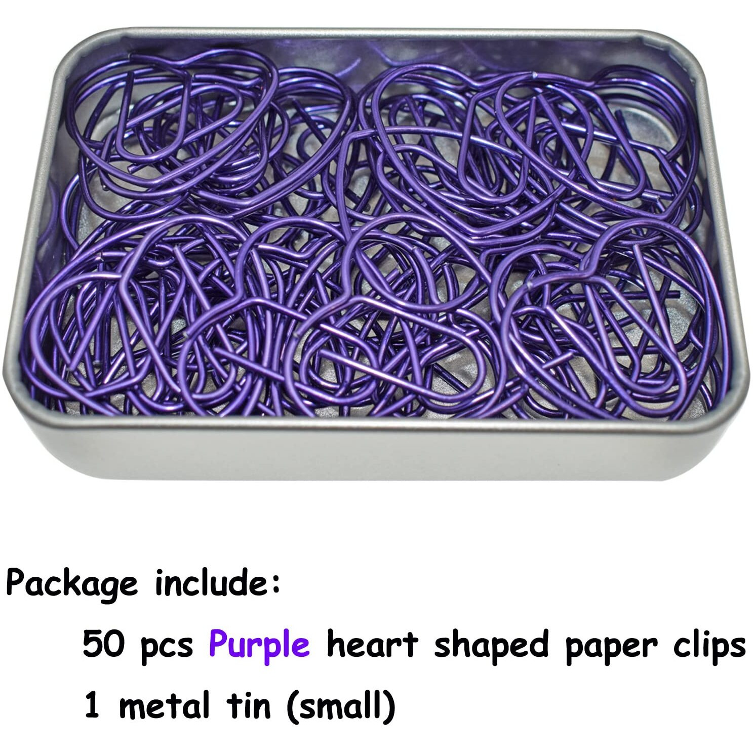 Cute Heart Paper Clips Purple Paperclips  Gift Idea (Purple  50 Pack)