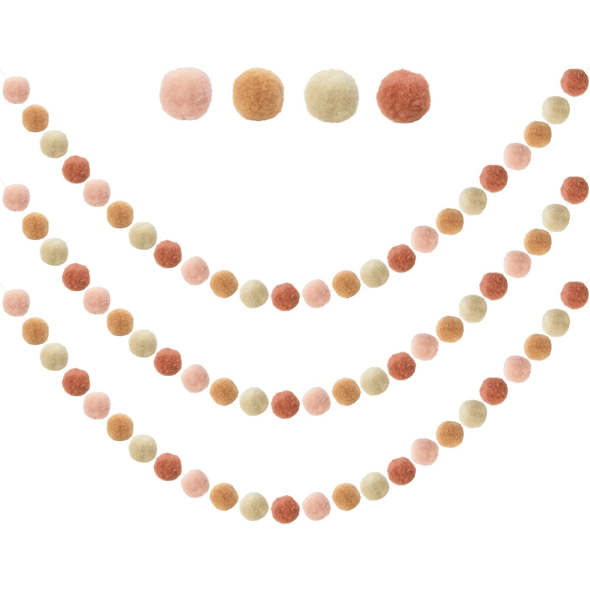 3 Pcs Felt Ball Garland - Pom Pom Garland - 9.8 Feet 36 Balls 4 Pastel Colors Pom Pom Decorations Nursery Decor Bunting Birthday Party Decorations Carnival Photo Prop