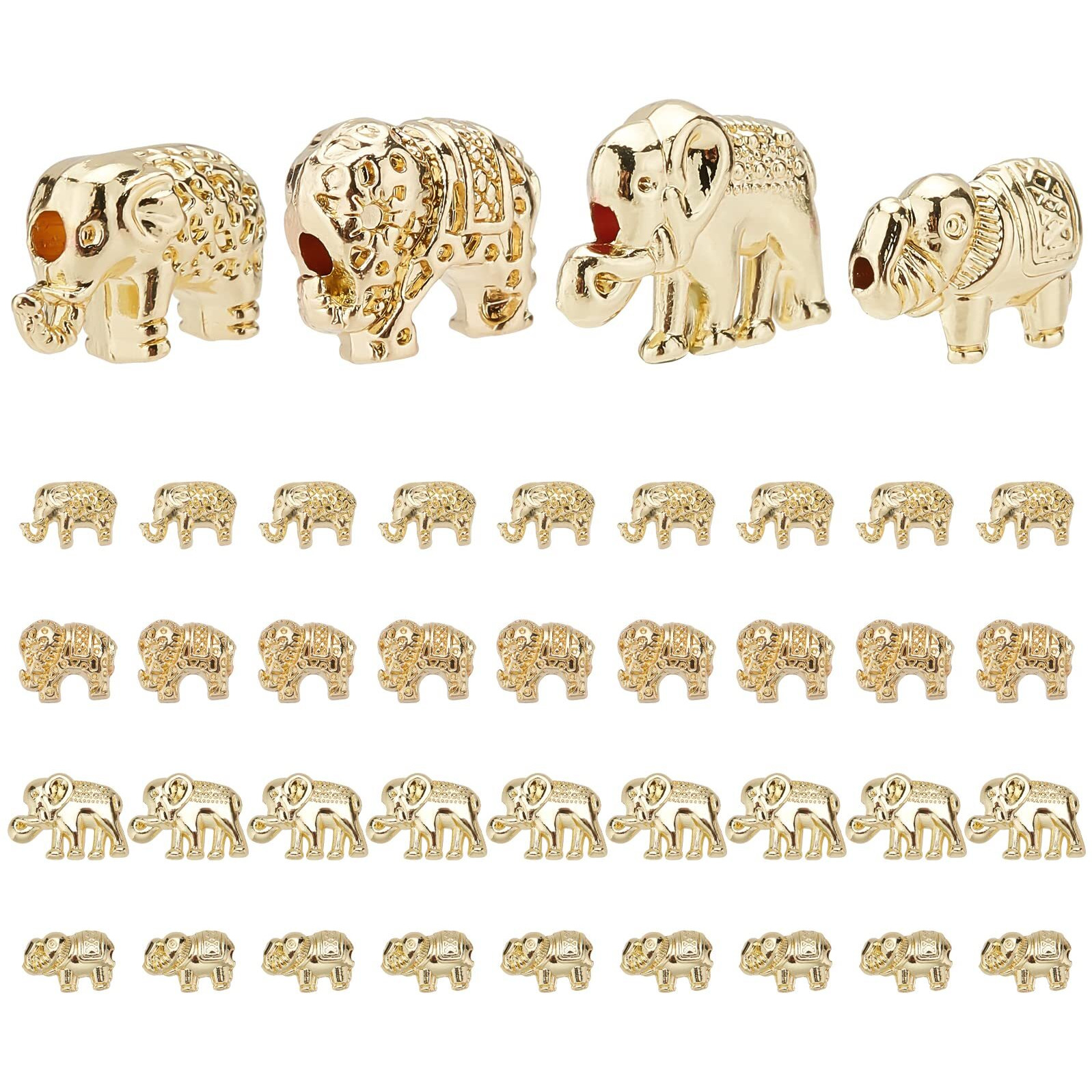 Ph Pandahall 4 Styles Elephant Spacer Beads  40Pcs Lucky Animal Beads Metal Carved Loose Beads For Mother Father Men Necklace  Friendship Bracelet  Earring Kaychain Jewelry Making