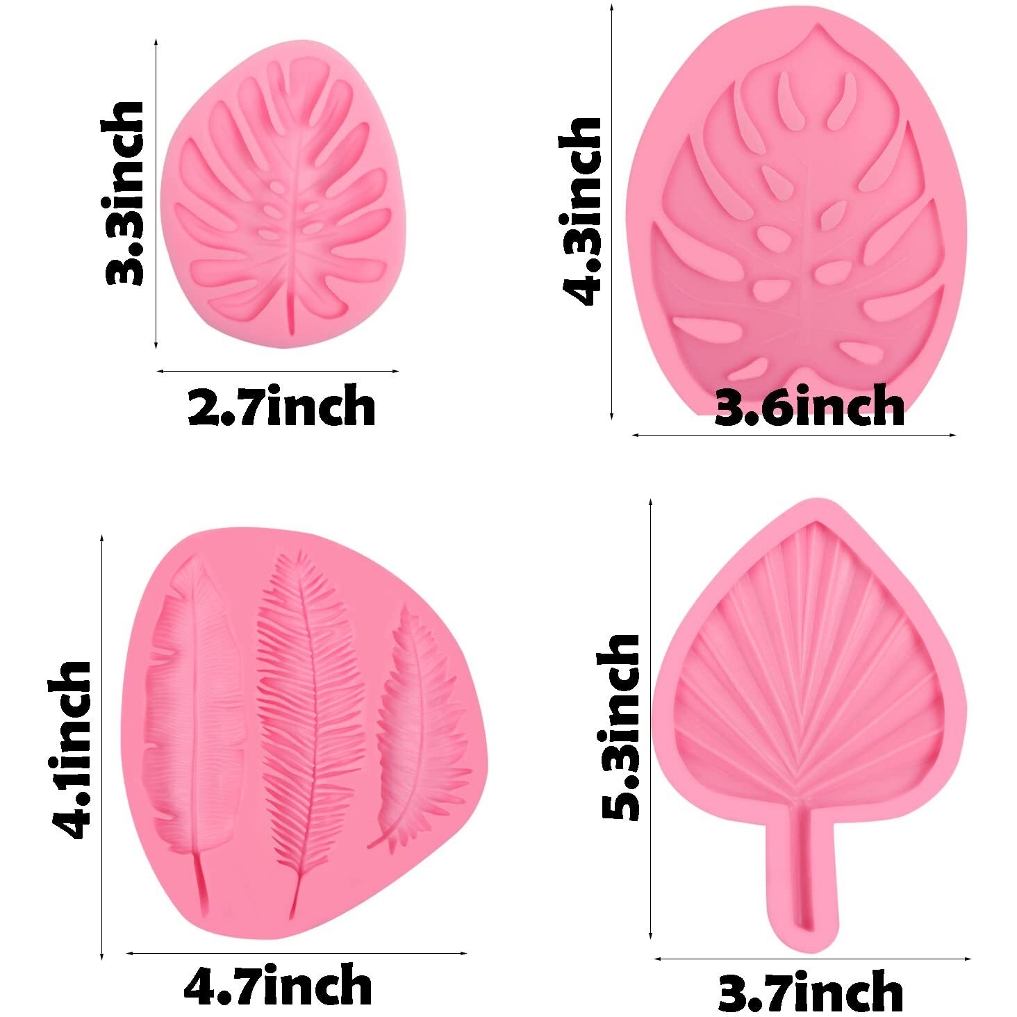 Large Turtle Leaf Fondant Molds  Hawaiian Palm Leaf Fern Plant Silicone Molds  Tropical Plantain Leaf Chocolate Baking Molds For Cake Decoration Cupcake Topper Candy Clay Resin Diy Craft