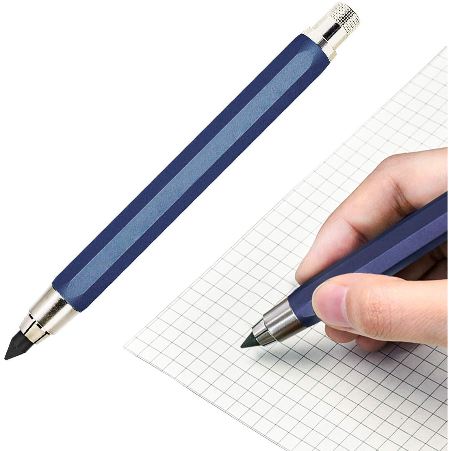 Oasis-X 5.6Mm Mechanical Pencil Lead Holder With Clip Metal Mechanical Clutch With Built-In Sharpener Automatic Graphite Pencil Lead Pencil For Construction  Draft Drawing  Crafting  Art Sketching