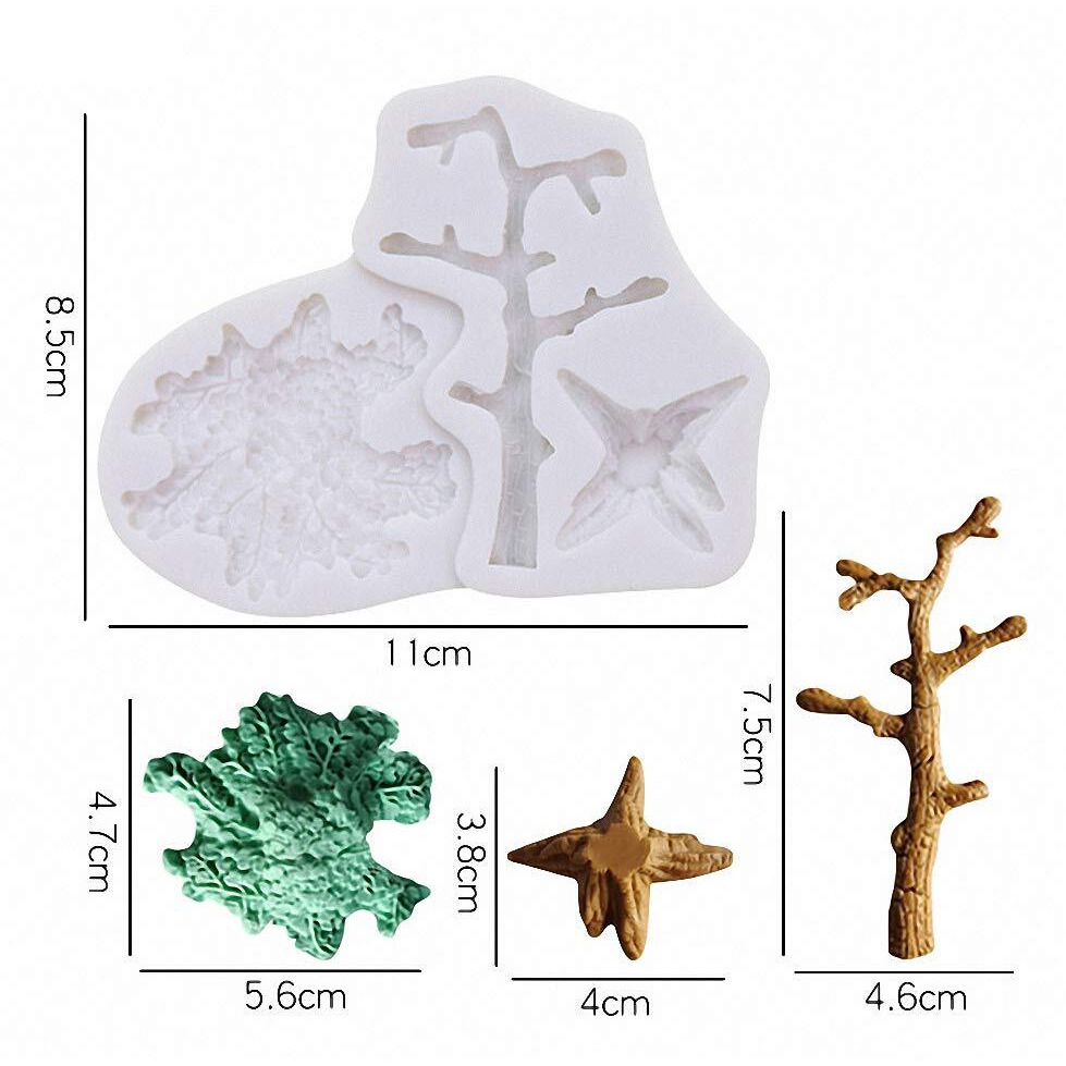 3Pcs/Set Forest Animal Silicone Fondant Molds Squirrel Chocolate Candy Mould Lumberjack Woodland Stump Pine Cones Wooden Tree Trunk Polymer Clay Molds Cake Decorating Tools