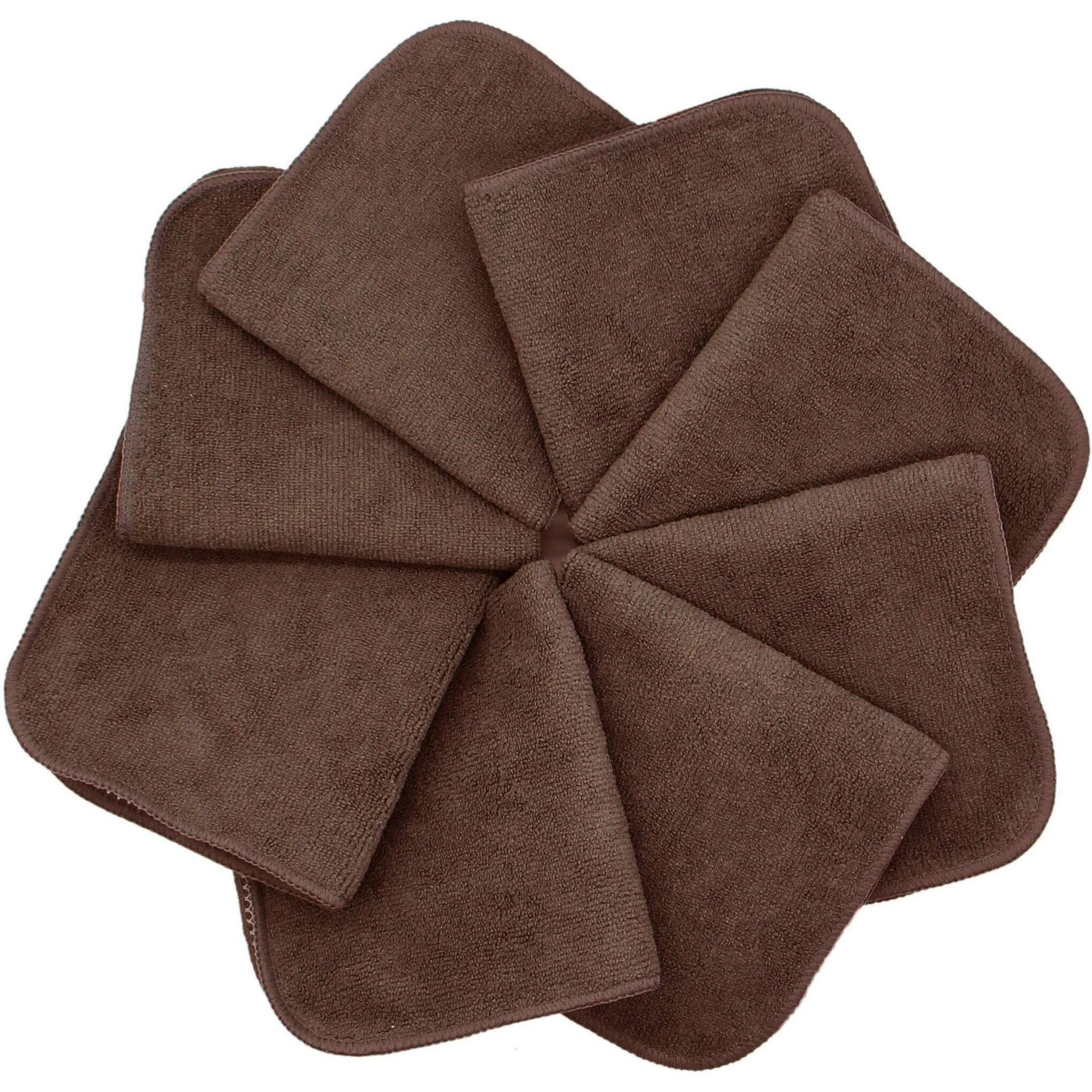 Verasong Microfiber Dish Cloths Fast Drying Kitchen Cleaning Cloth Dish Rags Dust Cloths Ultra Absorbent Lint Free Washcloths With Poly Scrub Side 12Inch X 12Inch 8 Pack (Brown)