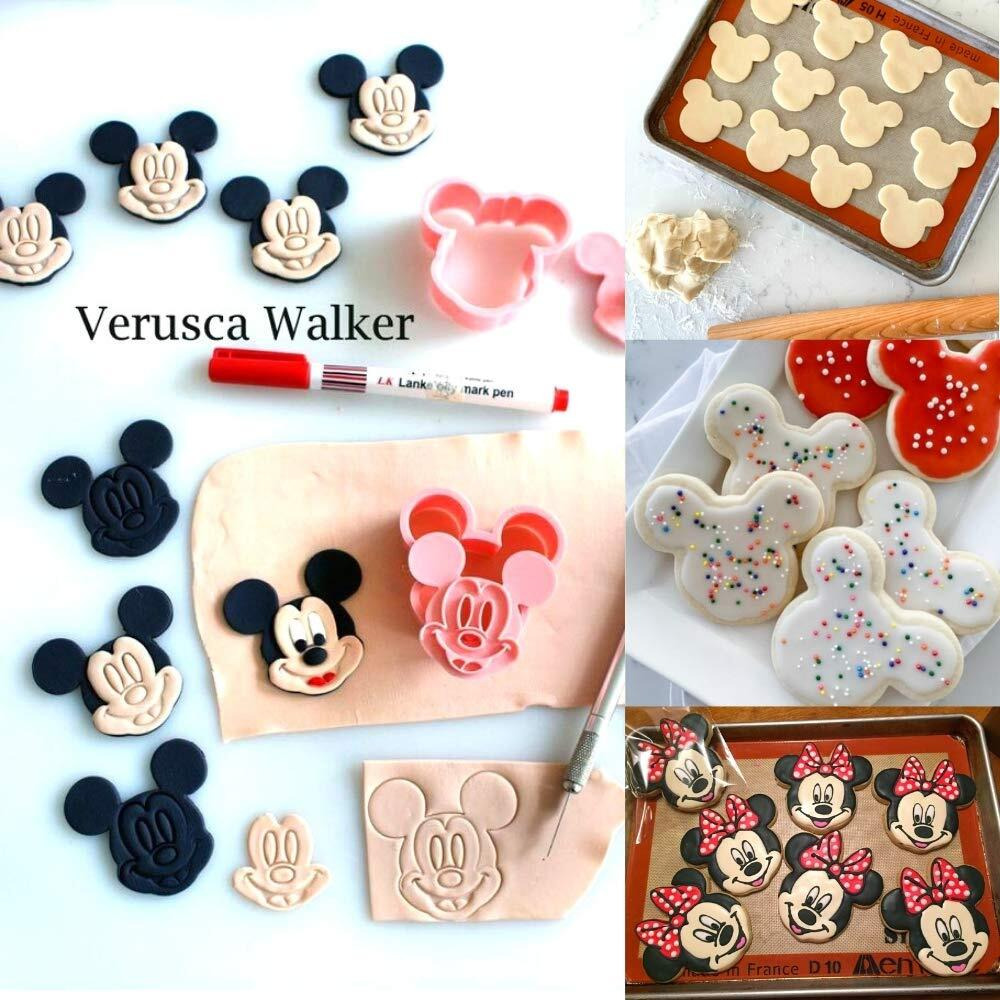 Kaishane 2Pcs Cartoon Mouse Cookie Cutters Cake Baking Sugarcraft Crafts Mold Bakeware-Plastic