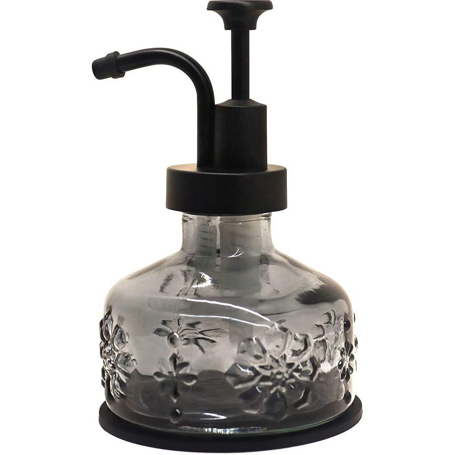 Octmustard Glass Soap Dispenser For Kitchen And Bathroom Countertop  Smooth Action Pump Refillable Wash Hand Liquid  Dish Detergent  Farmhouse Style With Cylindrical Shape Shampoo Lotion Pump