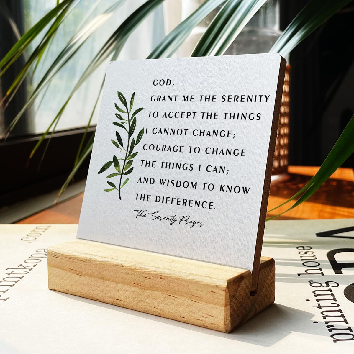 Inspirational Quote Country The Serenity Prayer Wooden Plaque Sign Desk Decor Rustic Christian Desk Sign Decor For Home Office 4 X 4 Inches