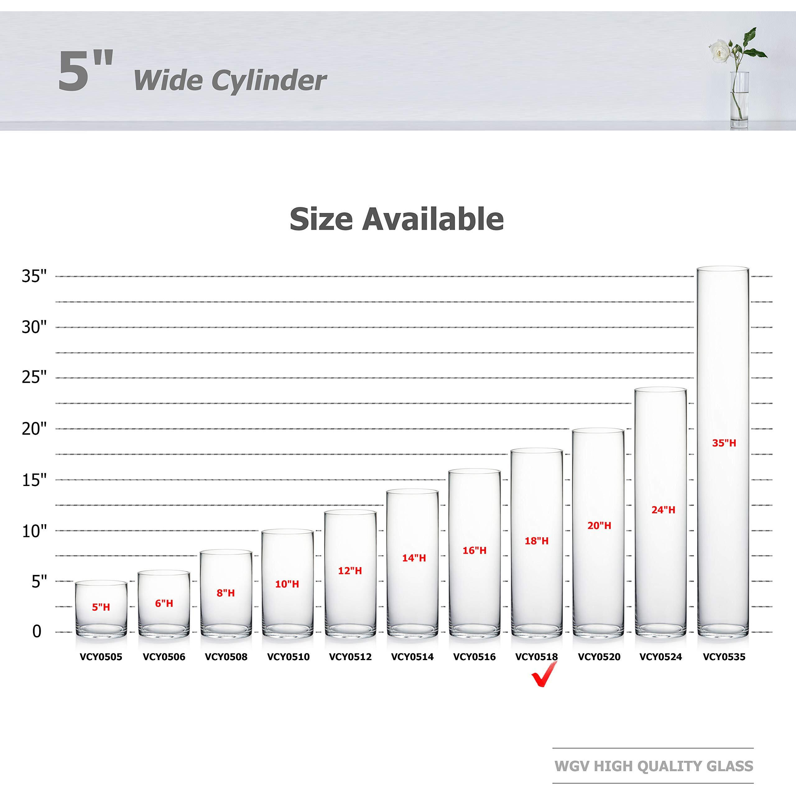 Wgv Cylinder Vase Bulk  Diameter 5""  Height 18""  Clear Glass Floral Planter Container  Tall Centerpiece Arrangement For Wedding Party Event Home Office Decor  4 Pieces