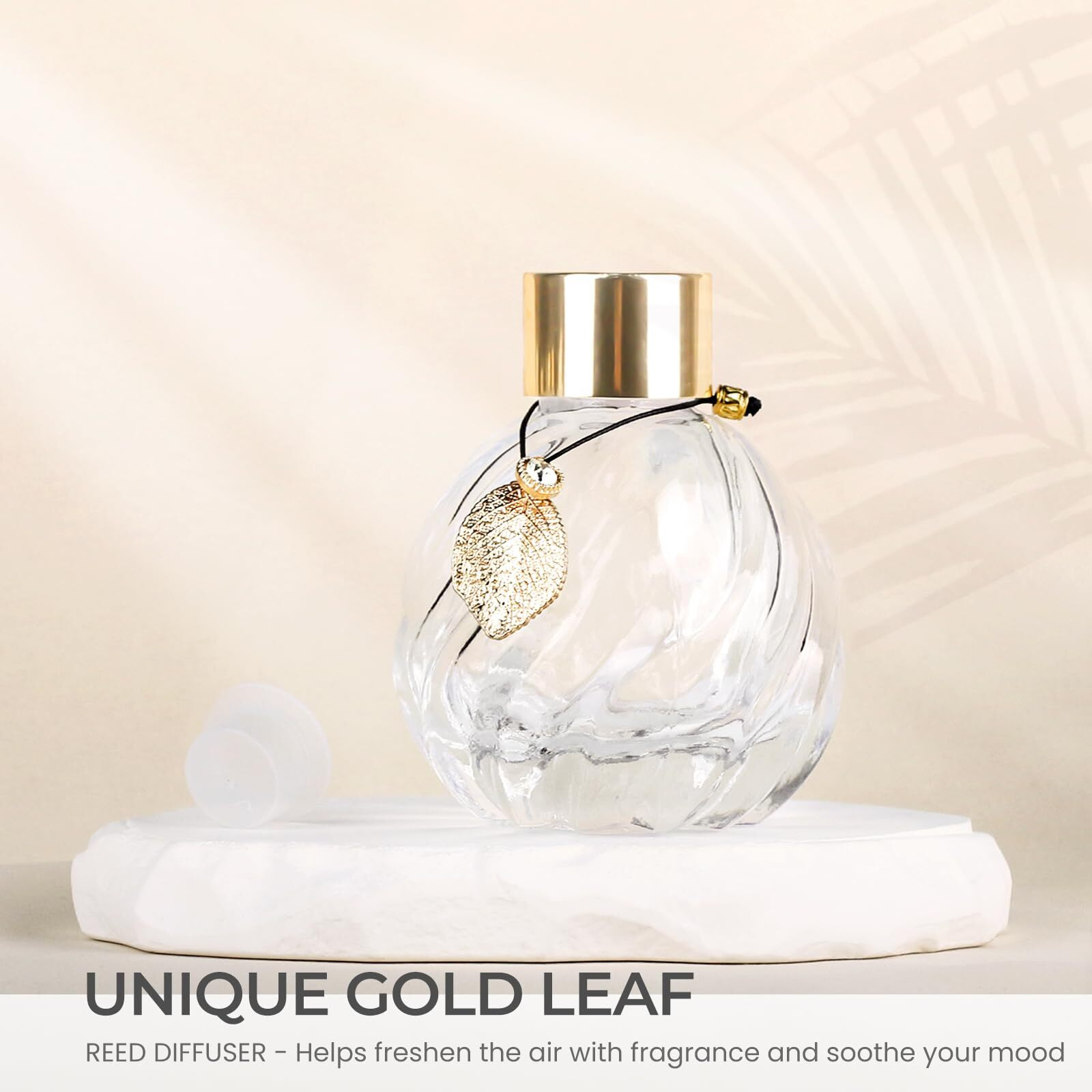Trifolic 4Pcs Reed Diffuser Set With Metal Golden Decoration  3.5-4.2Oz Empty Reed Diffuser Bottles With 20Pcs Reed Diffuser Sticks  Unique Design Bottles For Home And Office(4 Pcs Different Bottles)