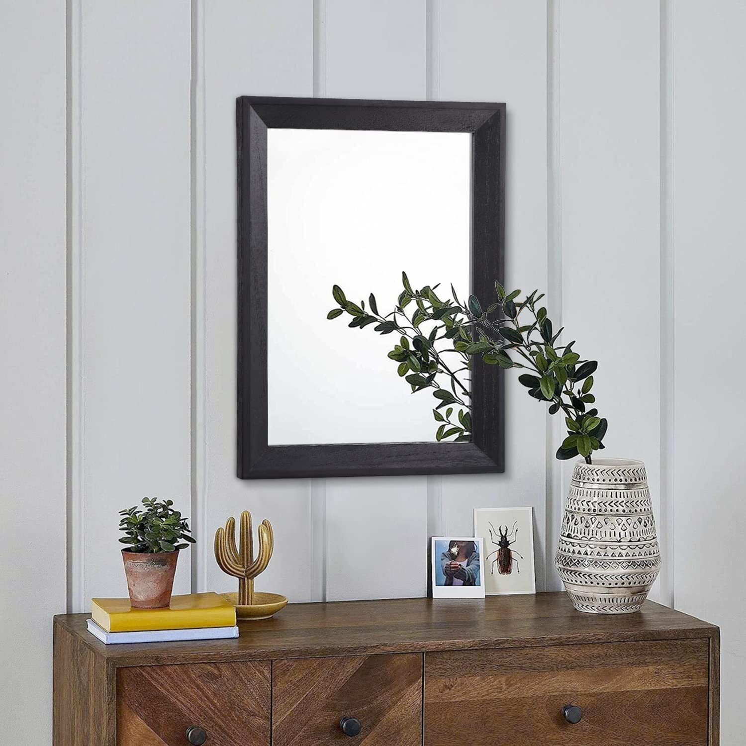 Aazzkang Wall Mirror Black Rectangle Mirrors For Wall With Wood Framed Decorative Hanging Mirror For Bedroom Bathroom Living Room Farmhouse