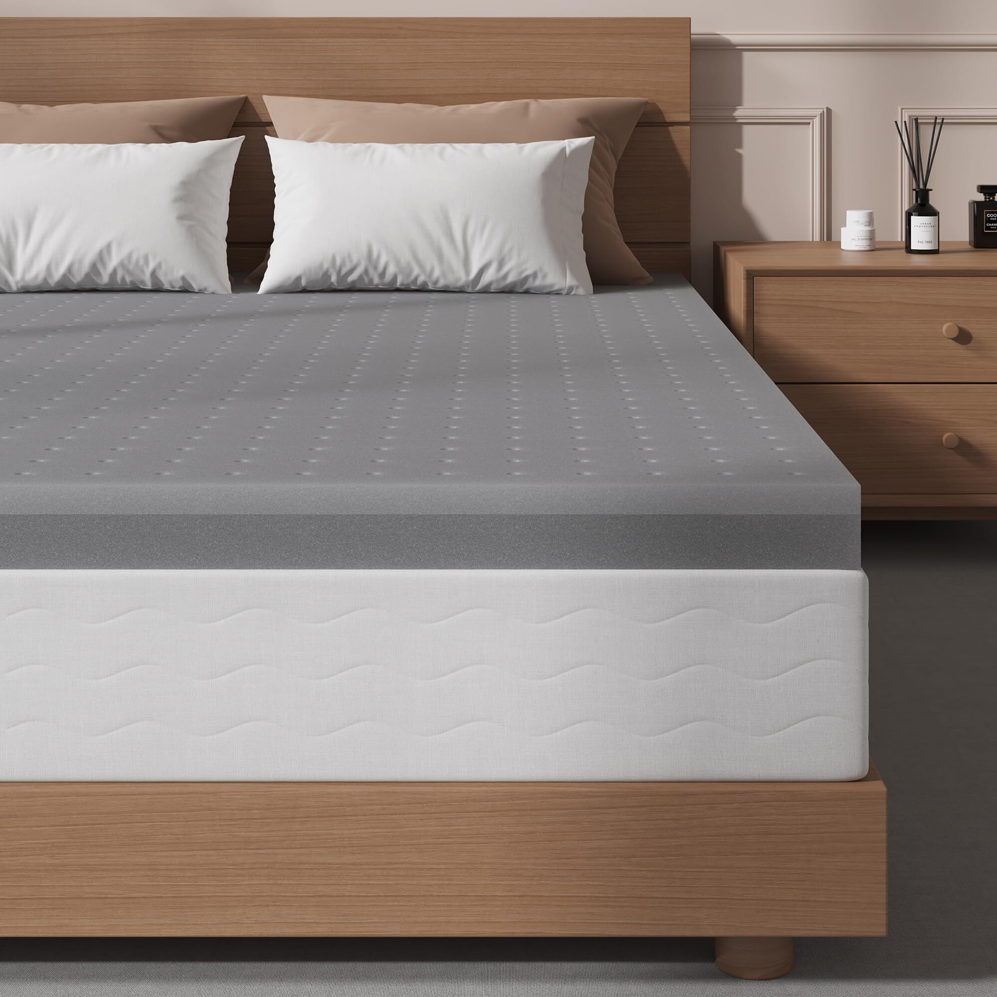 Sleepmax Extra Firm Mattress Topper Queen Size 3 Inch - Firm Memory Foam Mattress Topper For Pain Relief - Ventilated High Density Foam Bed Topper - No Odor  Certipur-Us Certified