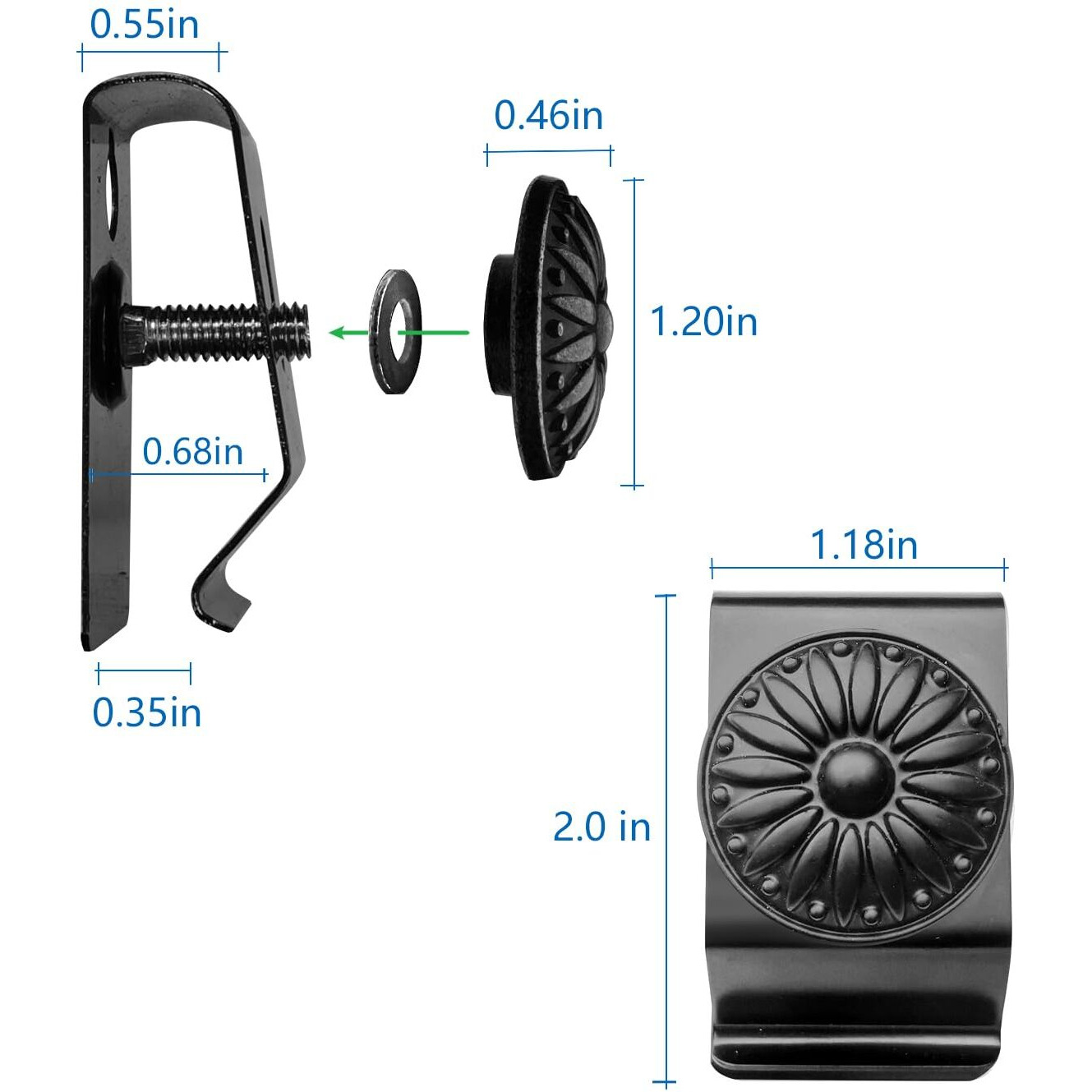Tapestry Wall Hanging Clamps 4 Pack Textile Art Decoration Wall Hangers Metal Clips For Hanging Rugs Carpet Wall Display (Black)