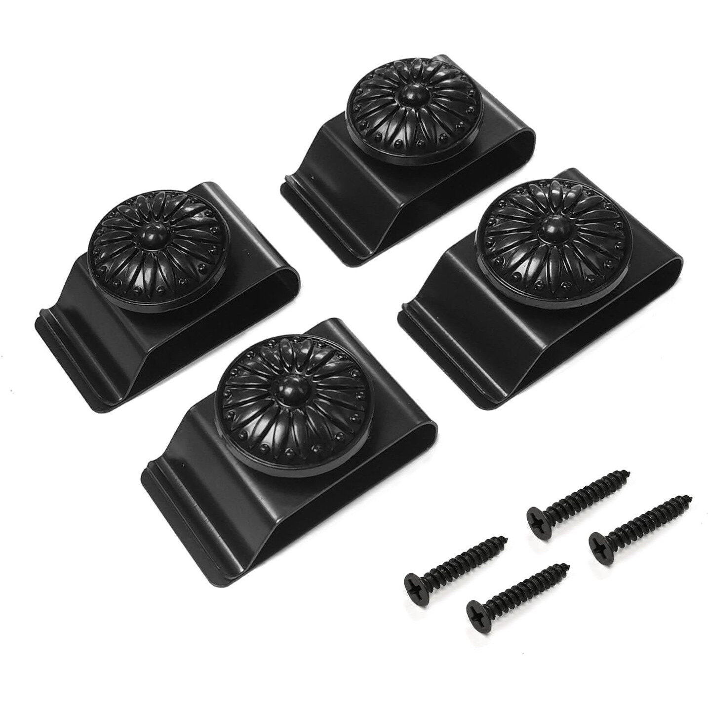 Tapestry Wall Hanging Clamps 4 Pack Textile Art Decoration Wall Hangers Metal Clips For Hanging Rugs Carpet Wall Display (Black)