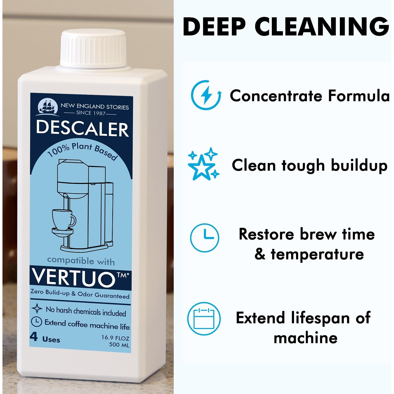 Nespresso Compatible Descaling Kit  Total 8 Uses  Eco-Friendly Formula To Clean Coffee Machine  Vertuoline Compatible Descaling Solution