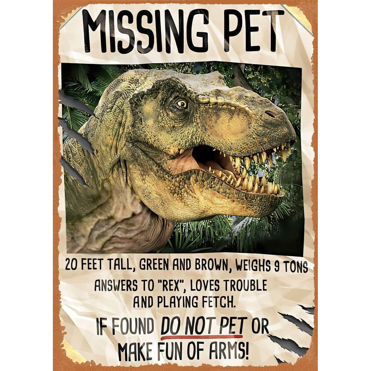 Missing Pet Jura Park 8 X 12 Inches - Vintage Metal Tin Sign For Home Bar Pub Garage Decor Gifts