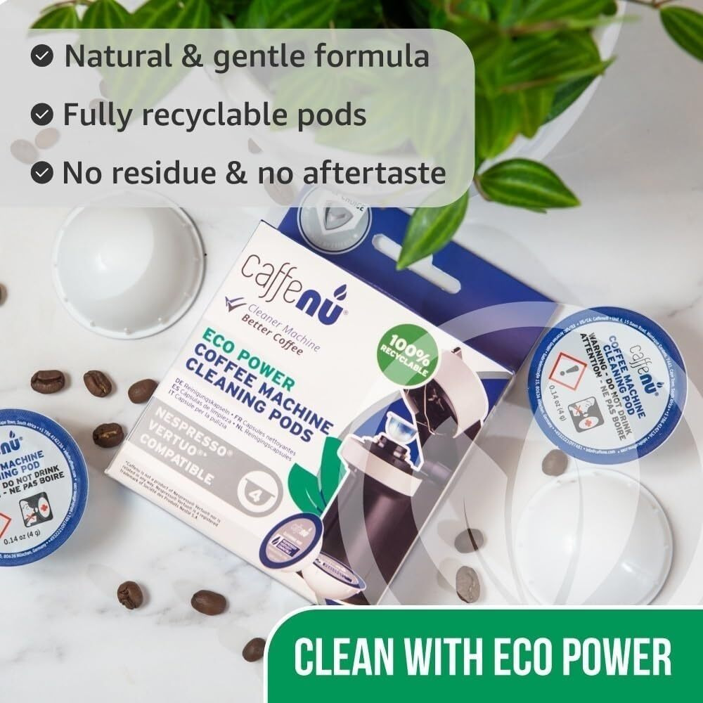 Nespresso Compatible Cleaning Pods. 4 Nespresso Vertuo Cleaner Capsules. Improved Coffee Flavor For Crisp Coffee. For Nespresso Vertuo  Use With Nespresso Descaling Kit.